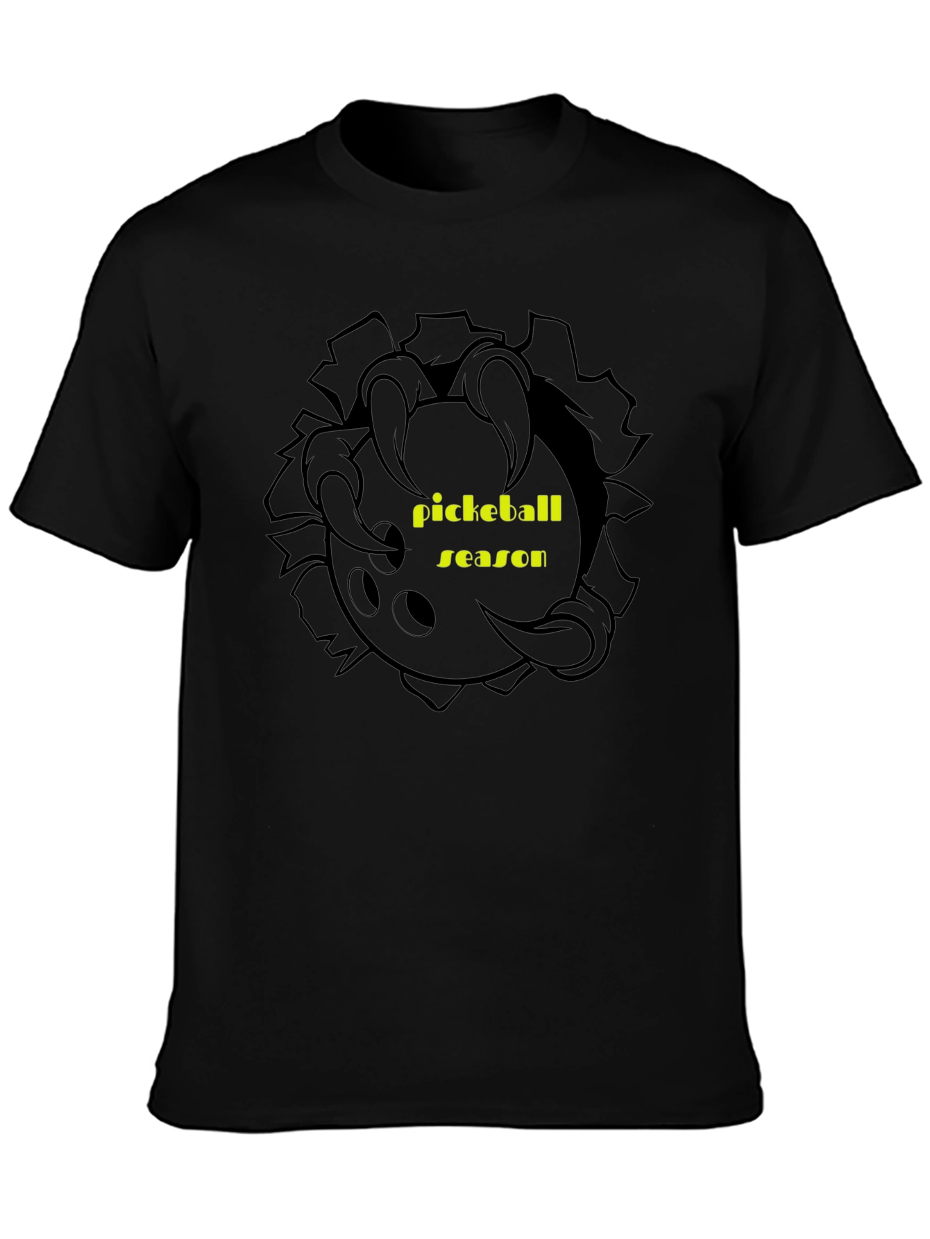 Pickleball Season Black Graphic T-Shirt