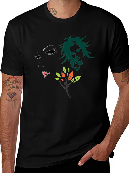 Artistic Graphic Print Black T-Shirt