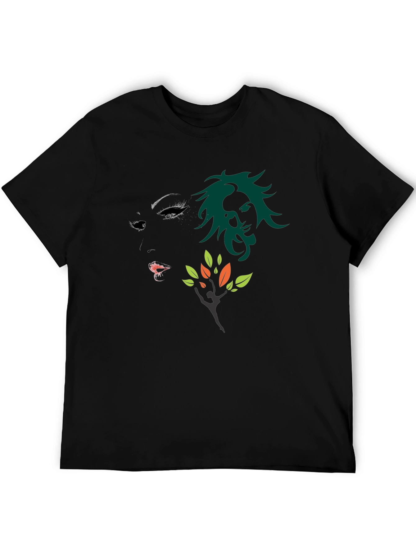 Artistic Graphic Print Black T-Shirt