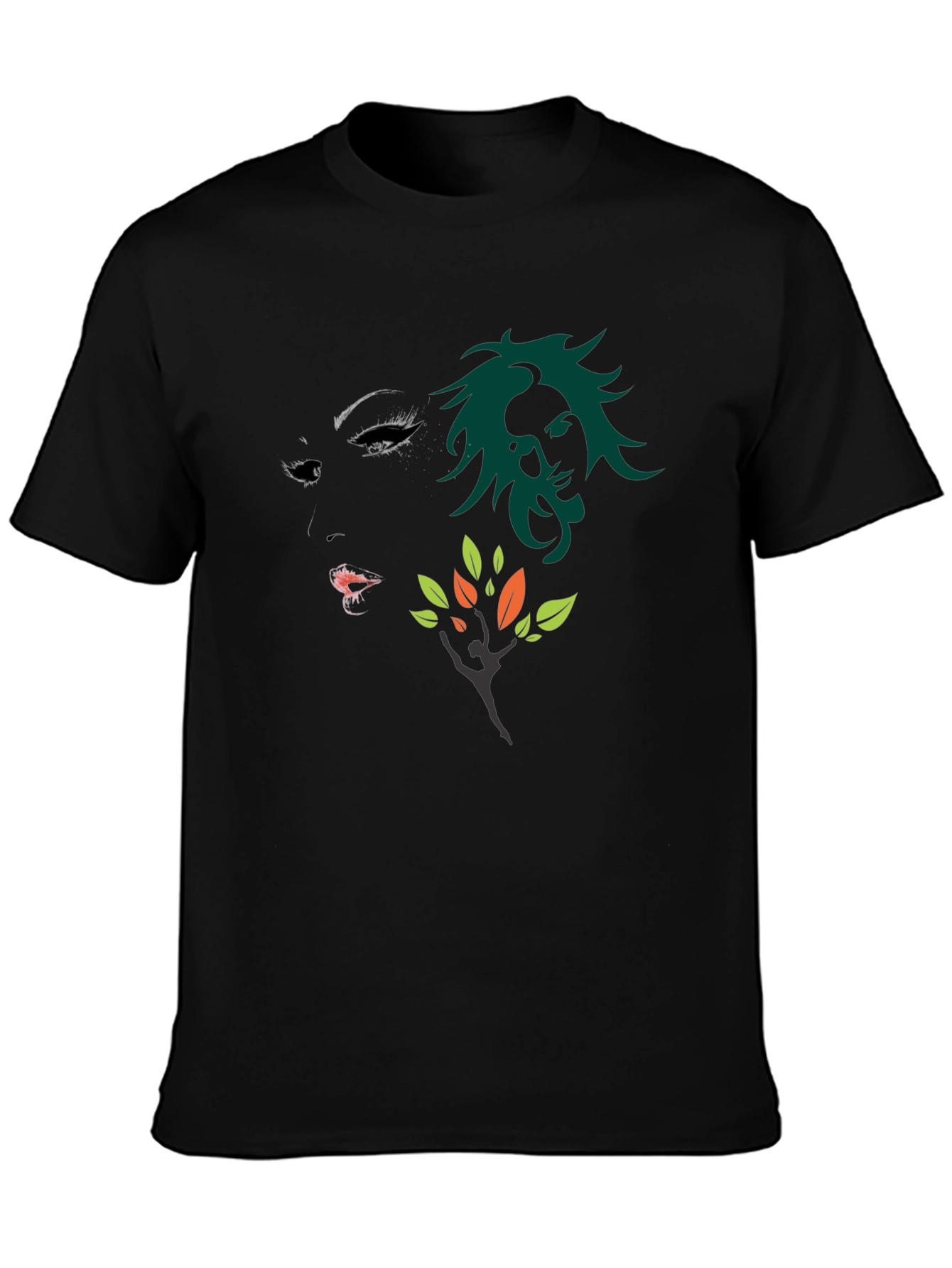 Artistic Graphic Print Black T-Shirt
