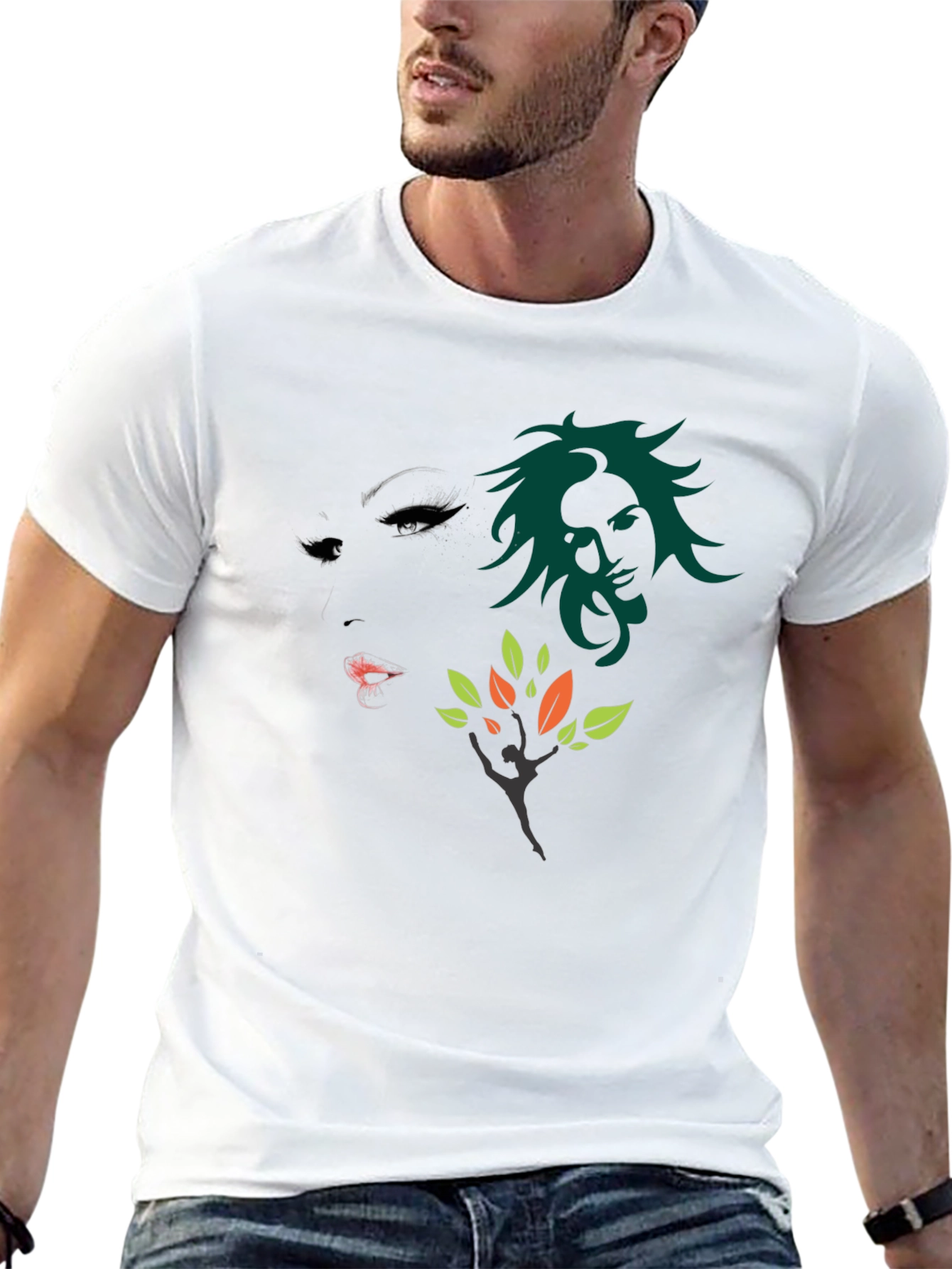 Artistic Graphic Print Black T-Shirt