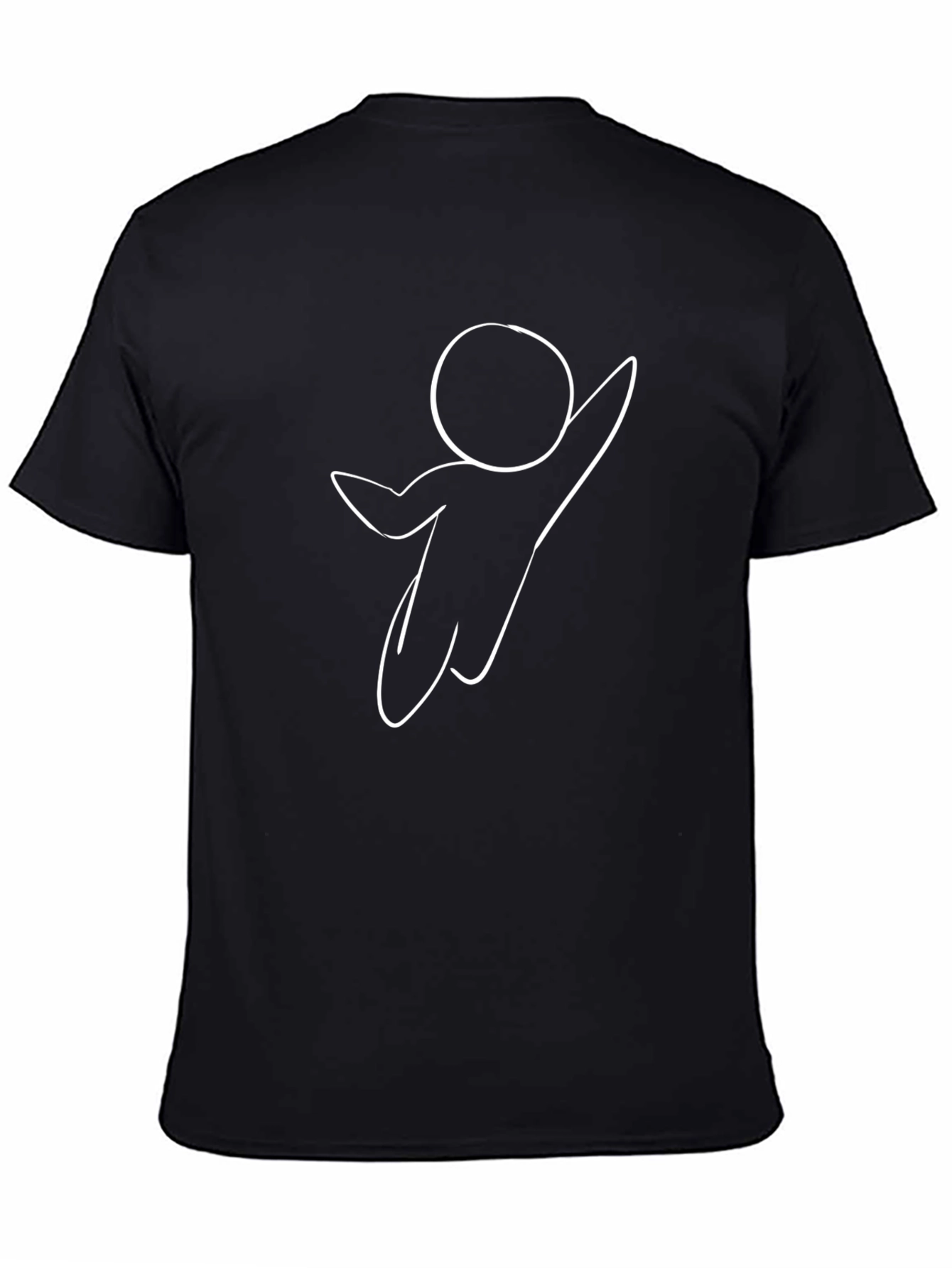 Black T-Shirt with White Stick Figure Design