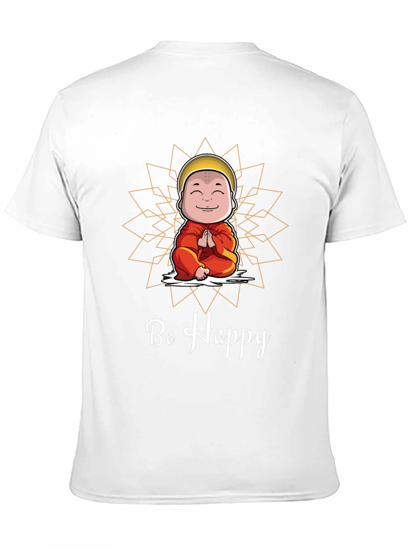 Be Happy Monk Graphic Tee -  Unisex Black T-Shirt