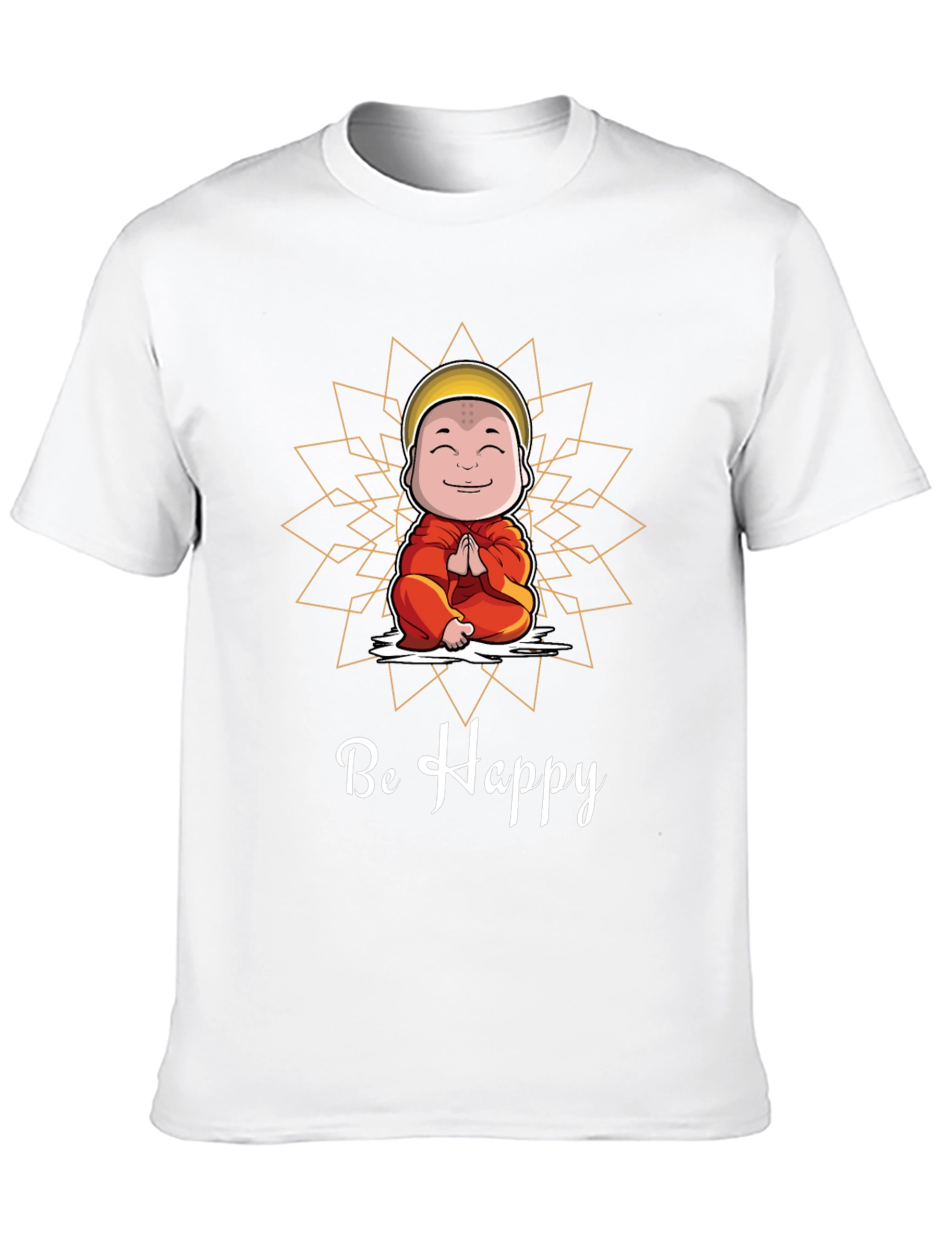 Be Happy Monk Graphic Tee -  Unisex Black T-Shirt