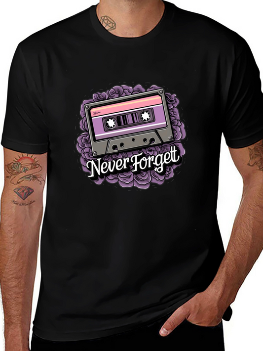 Retro Cassette Tape Graphic T-Shirt - Never Forget