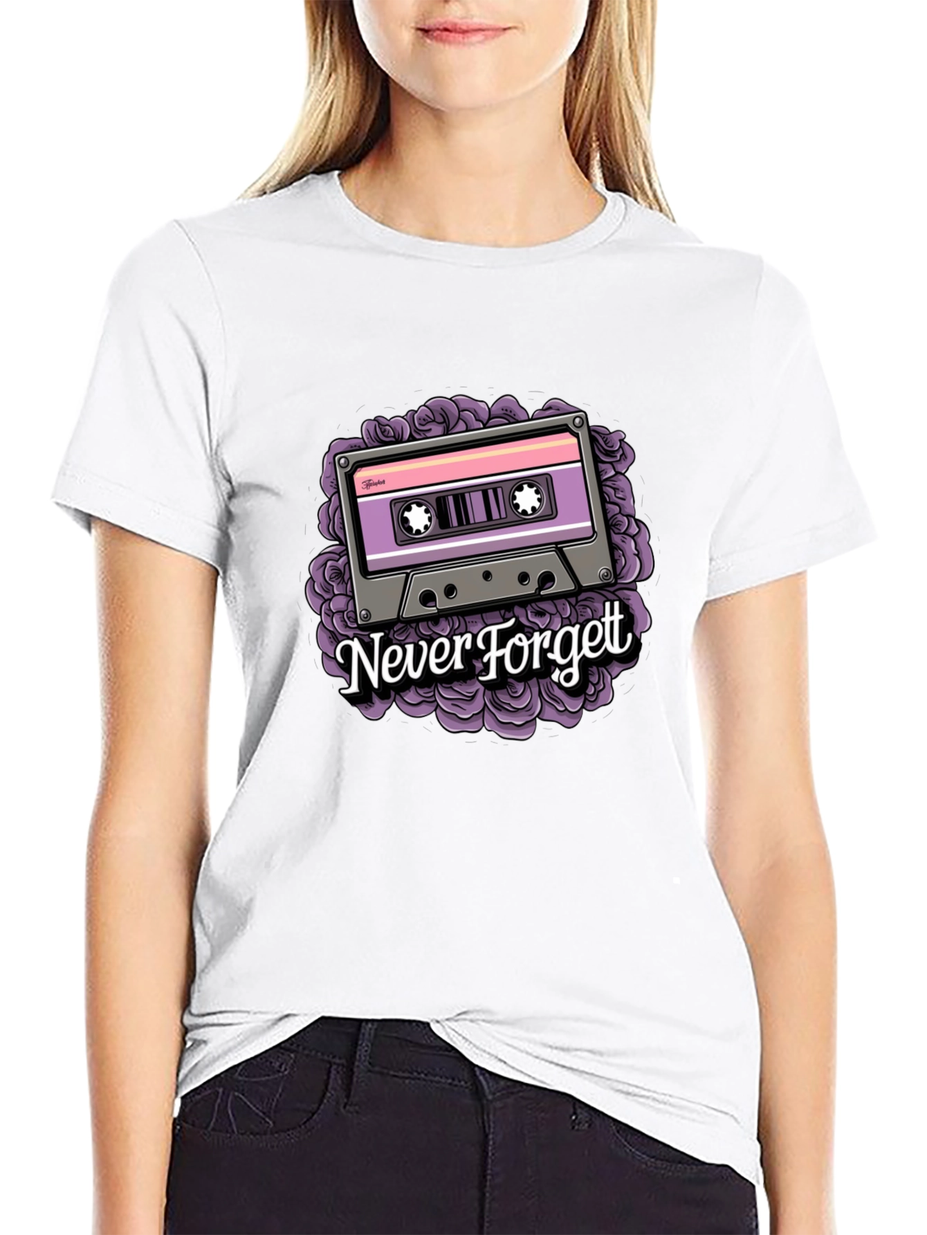 Retro Cassette Tape Graphic T-Shirt - Never Forget