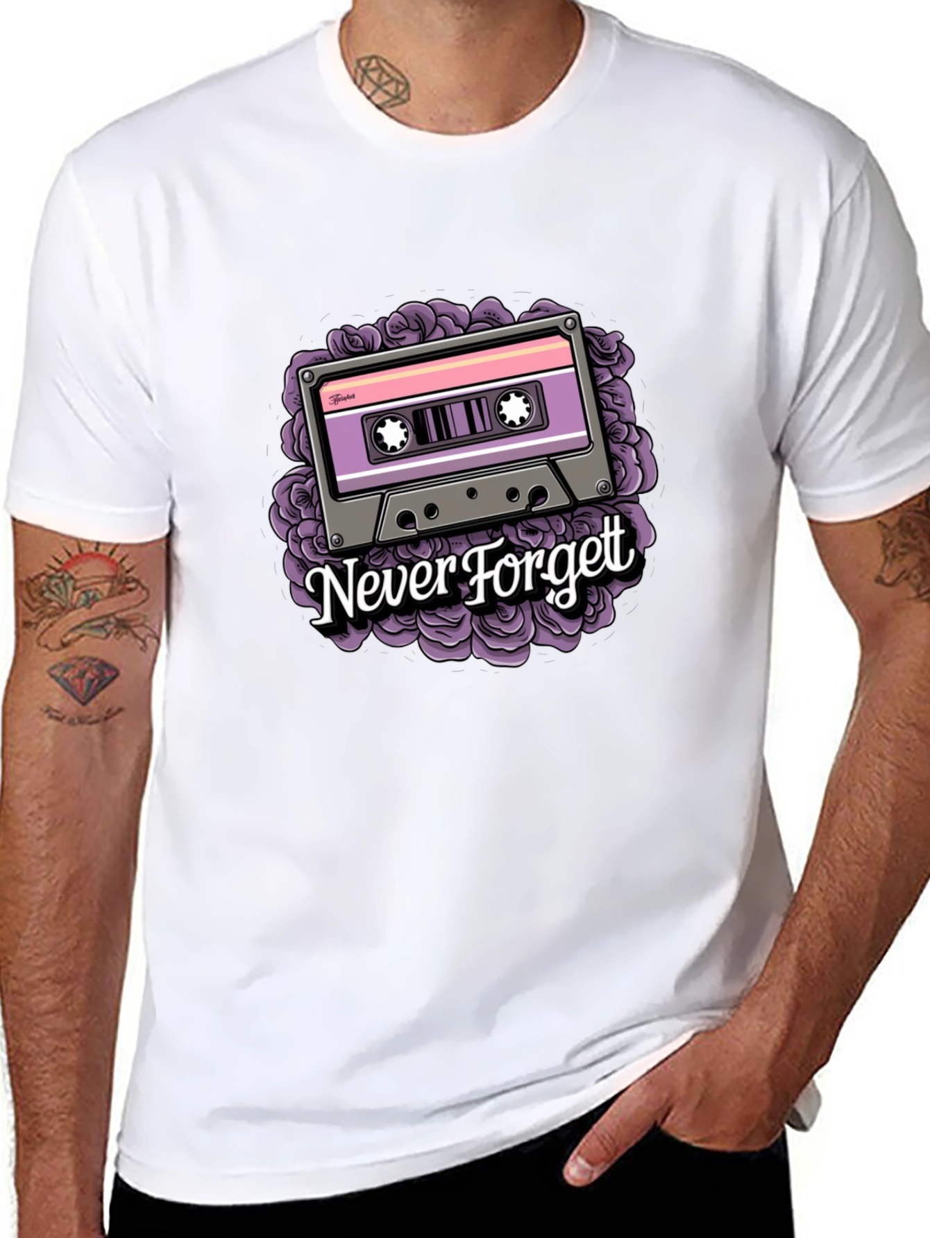 Retro Cassette Tape Graphic T-Shirt - Never Forget