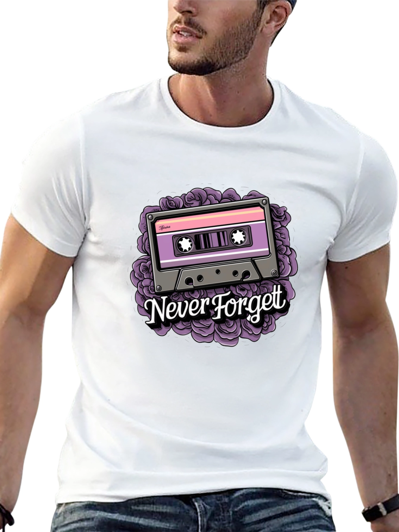 Retro Cassette Tape Graphic T-Shirt - Never Forget