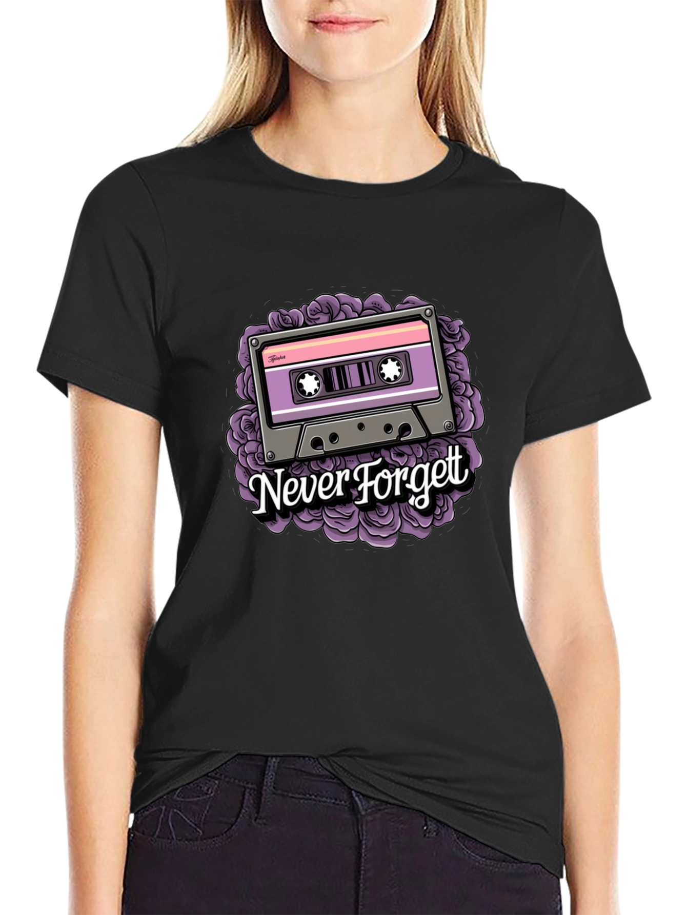 Retro Cassette Tape Graphic T-Shirt - Never Forget