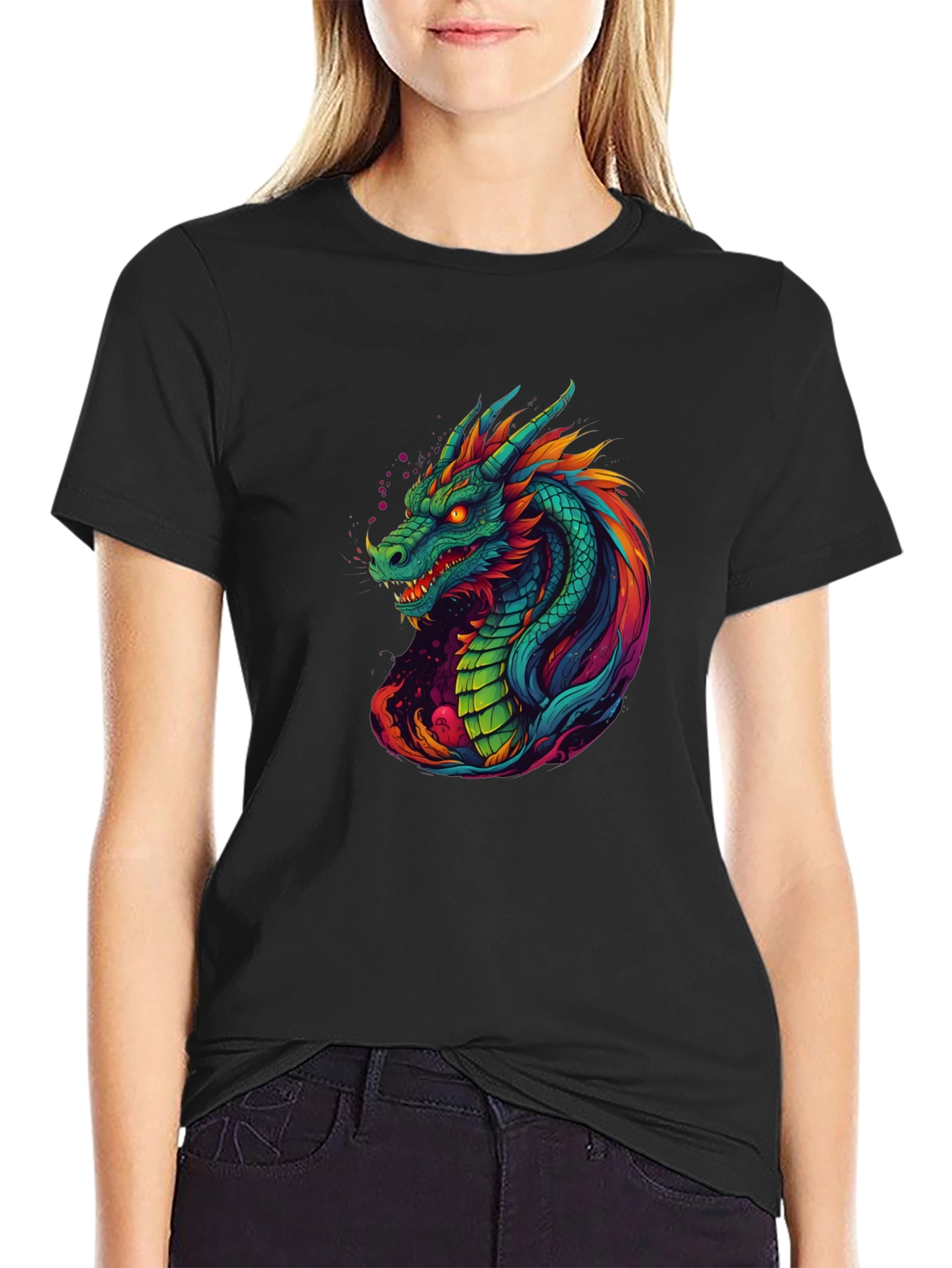 Vibrant Dragon Graphic Tee - Cool Mens T-Shirt