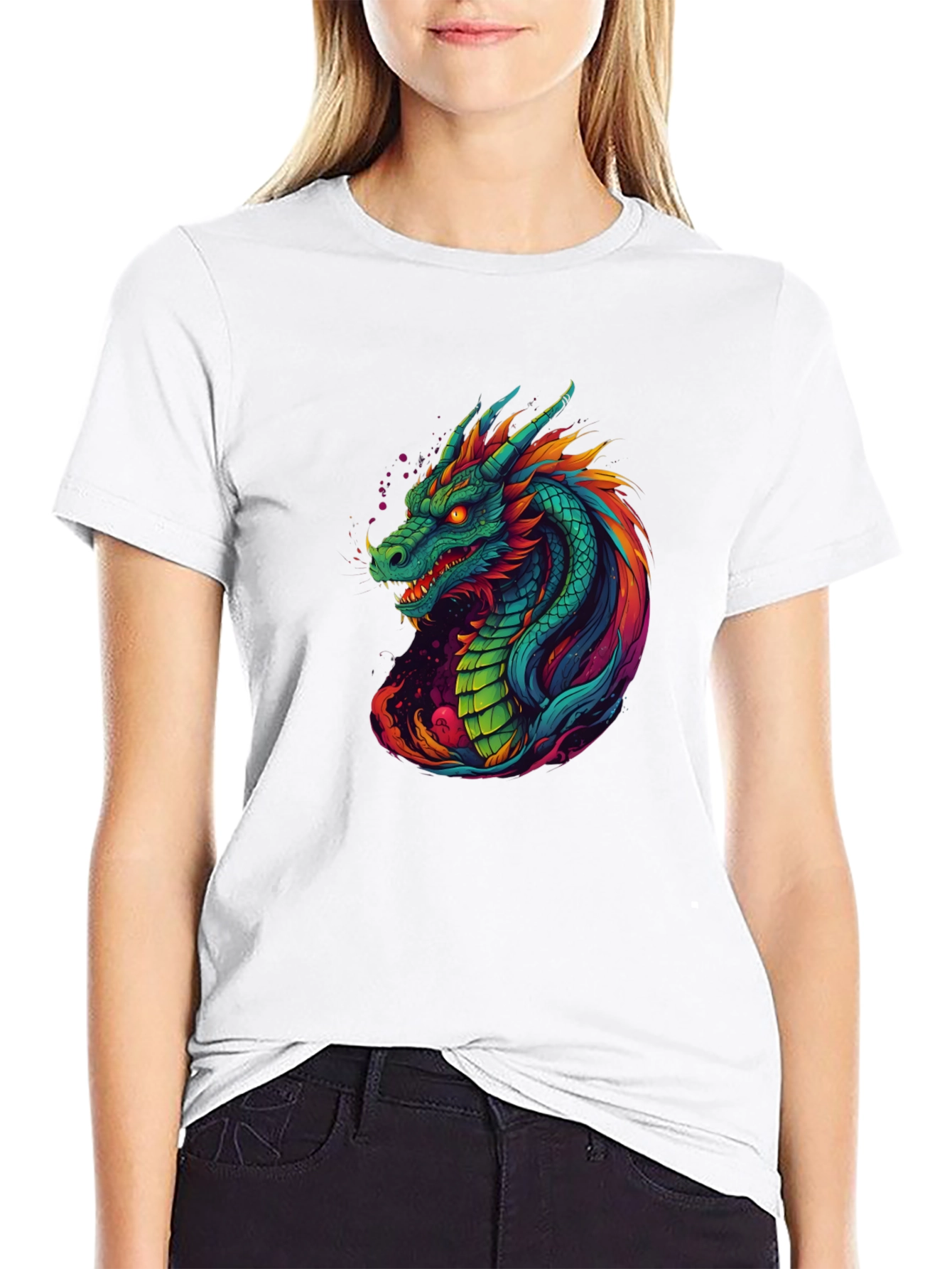Vibrant Dragon Graphic Tee - Cool Mens T-Shirt
