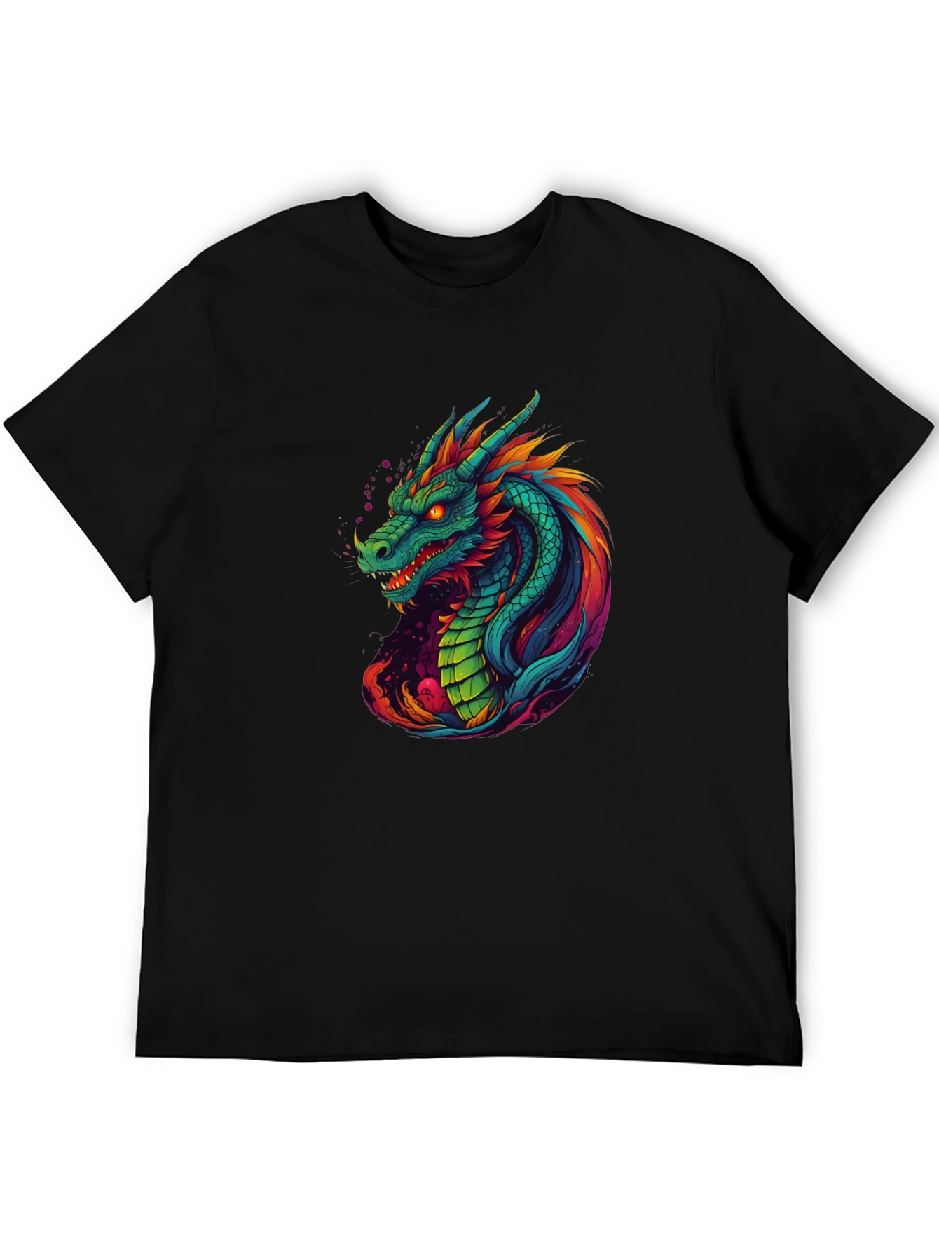 Vibrant Dragon Graphic Tee - Cool Mens T-Shirt