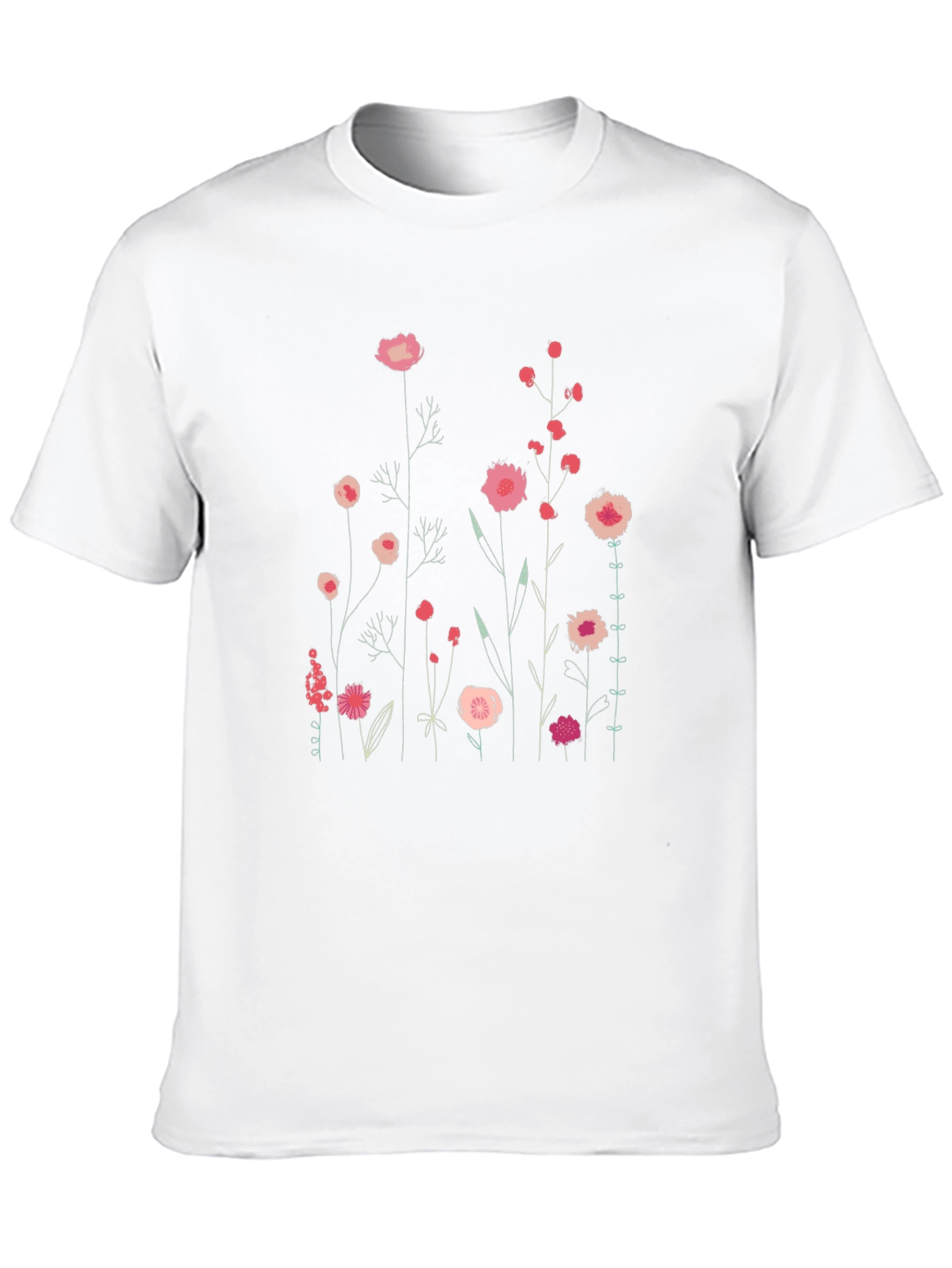 Floral Print Mens Black T-Shirt