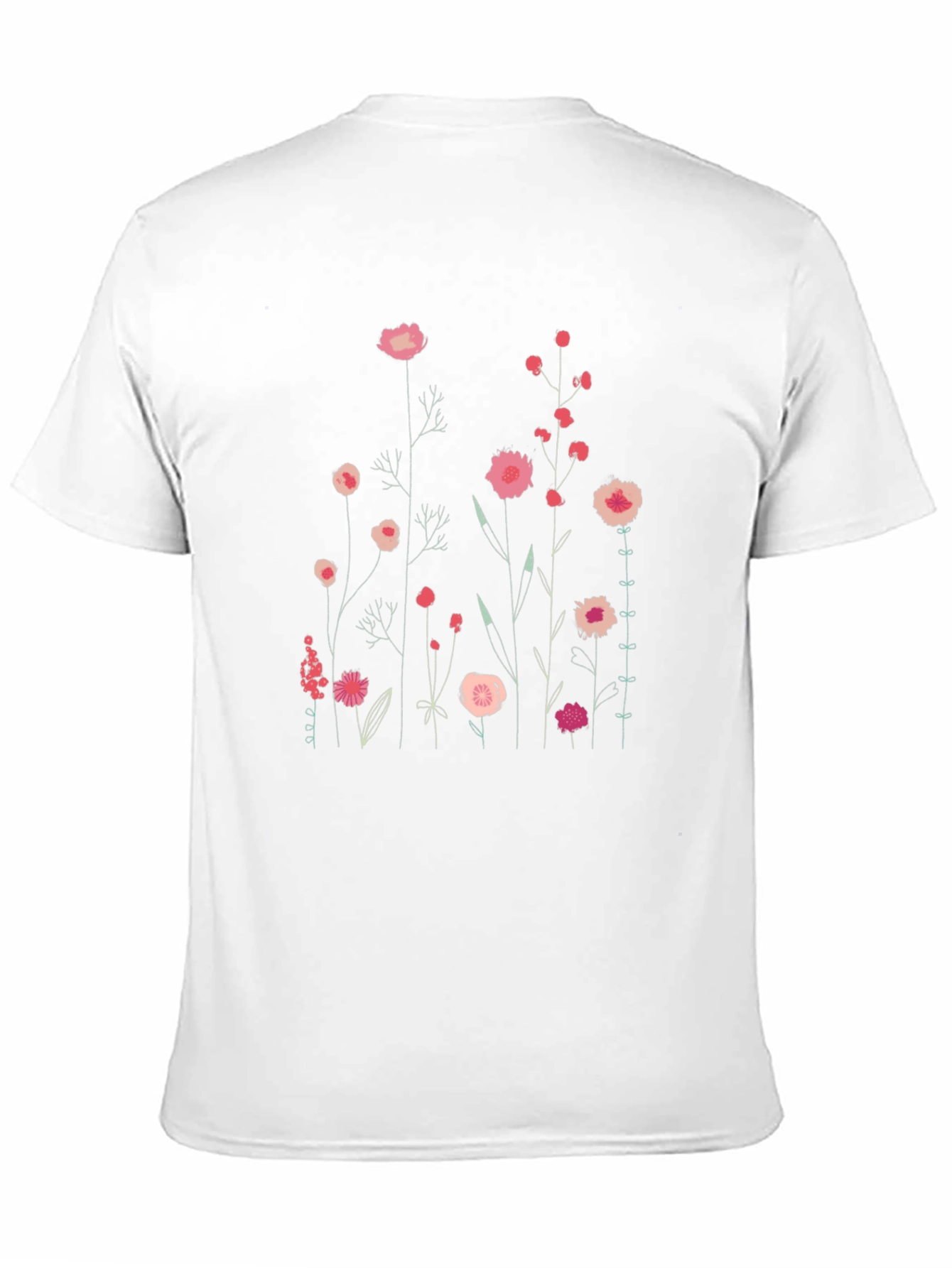 Floral Print Mens Black T-Shirt