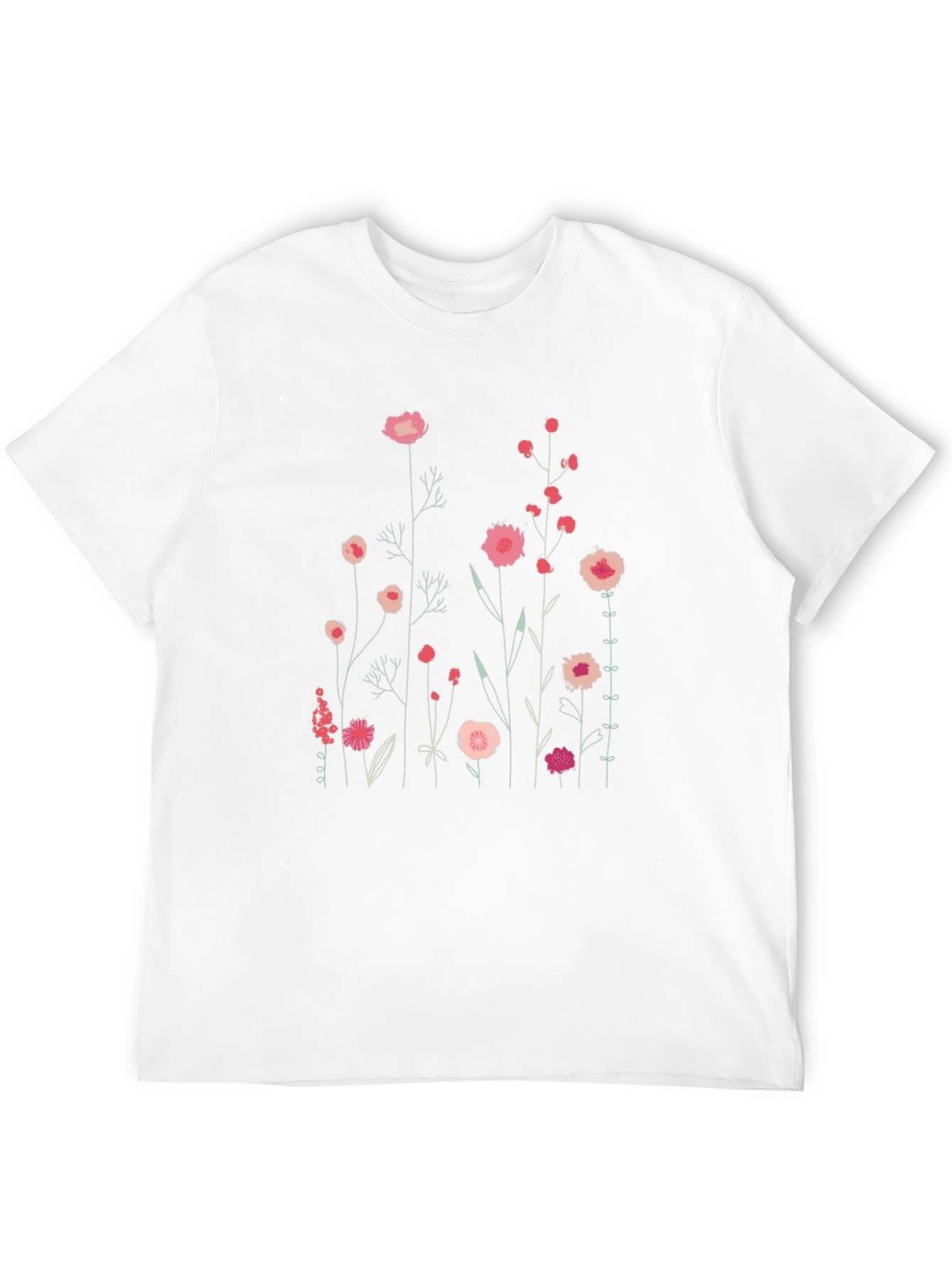 Floral Print Mens Black T-Shirt