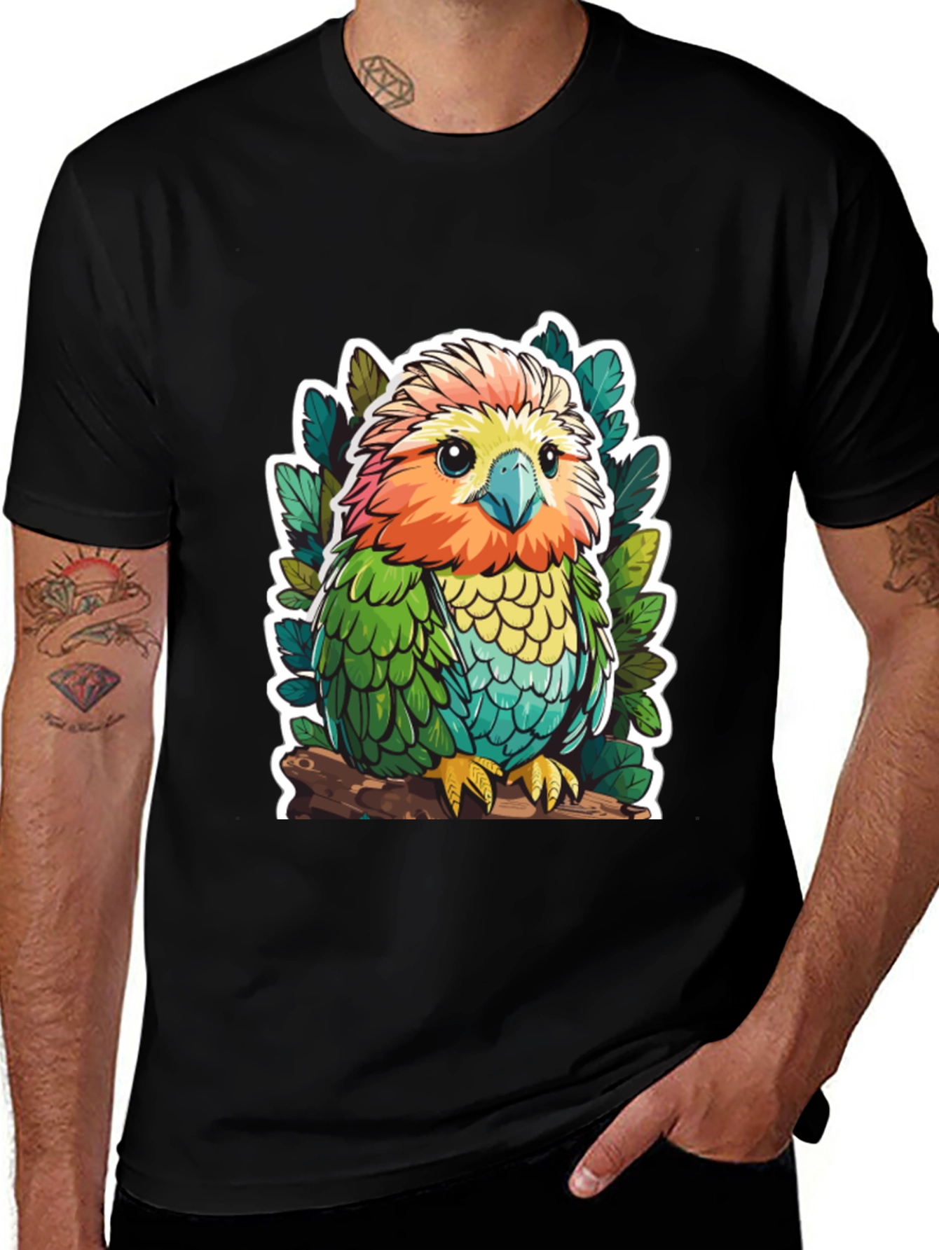 Cute Cartoon Parrot Graphic T-Shirt