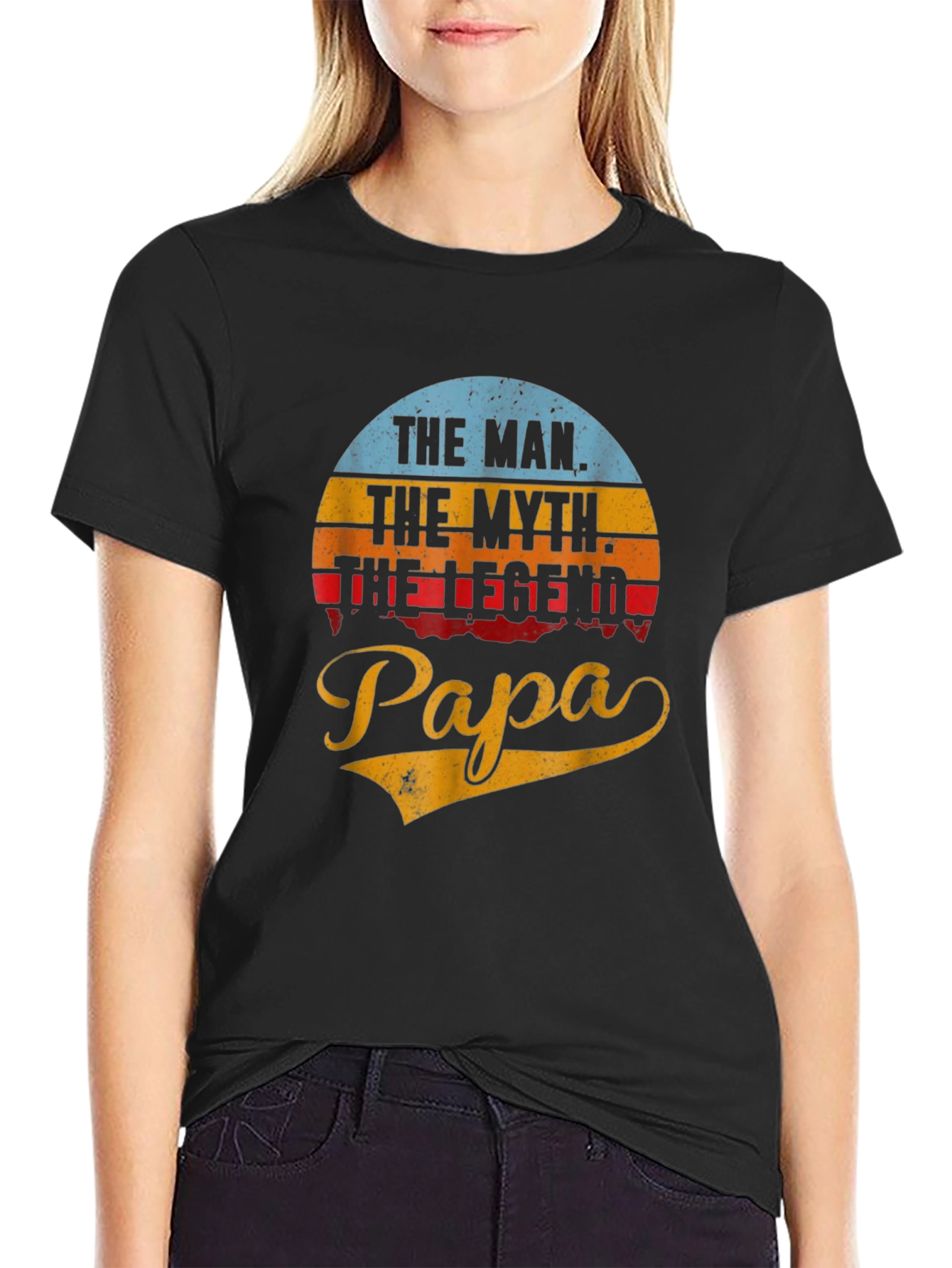 The Man The Myth The Legend Papa Black T-Shirt