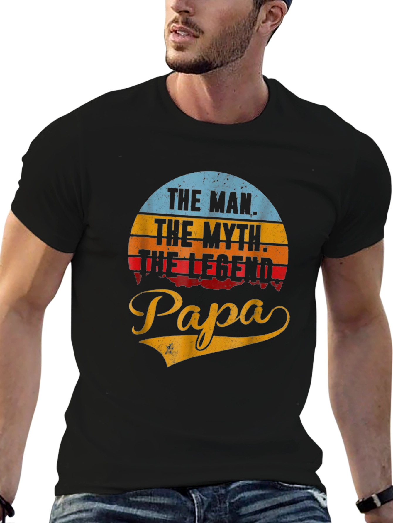 The Man The Myth The Legend Papa Black T-Shirt