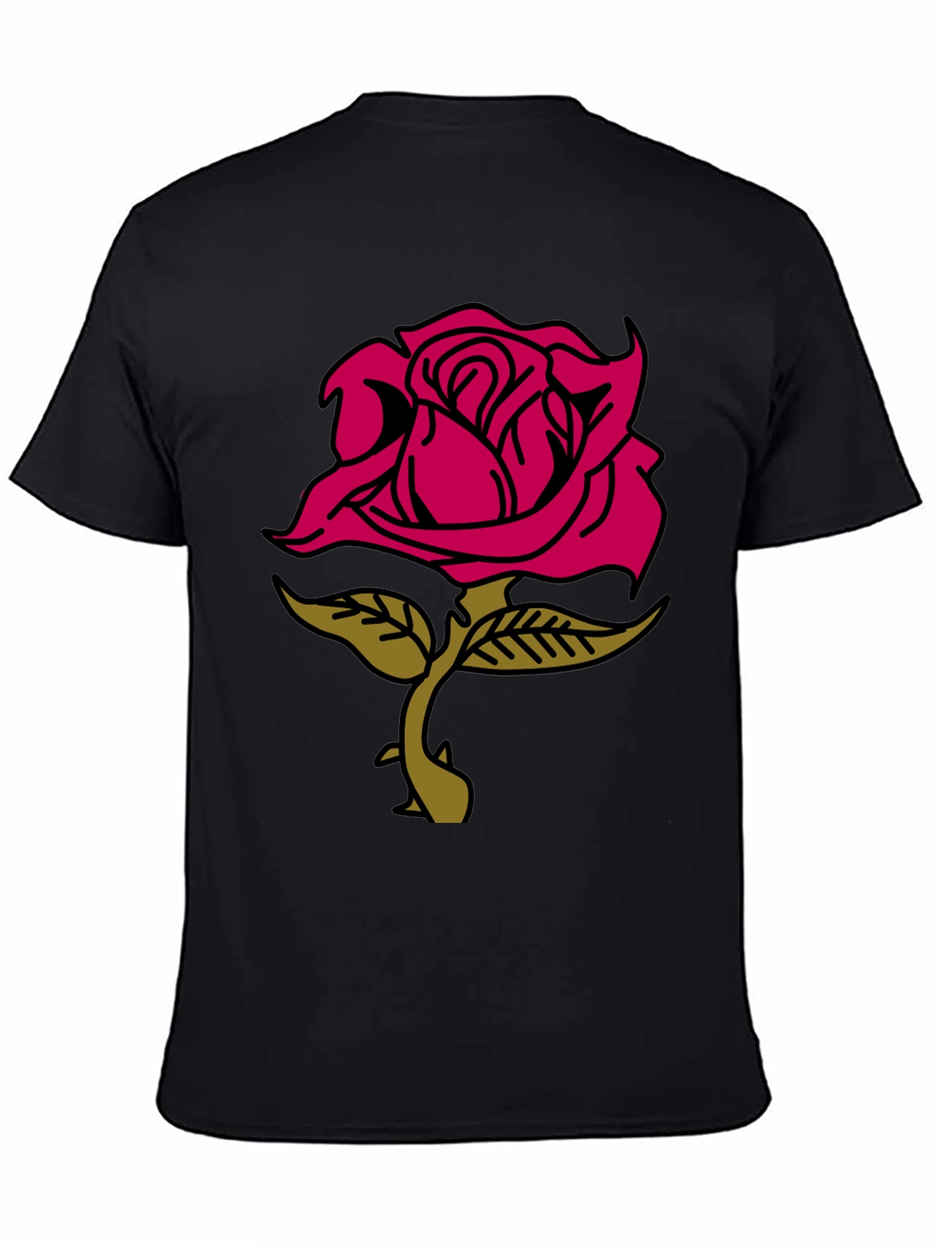 Rose Graphic Tee - Stylish Black Cotton T-Shirt