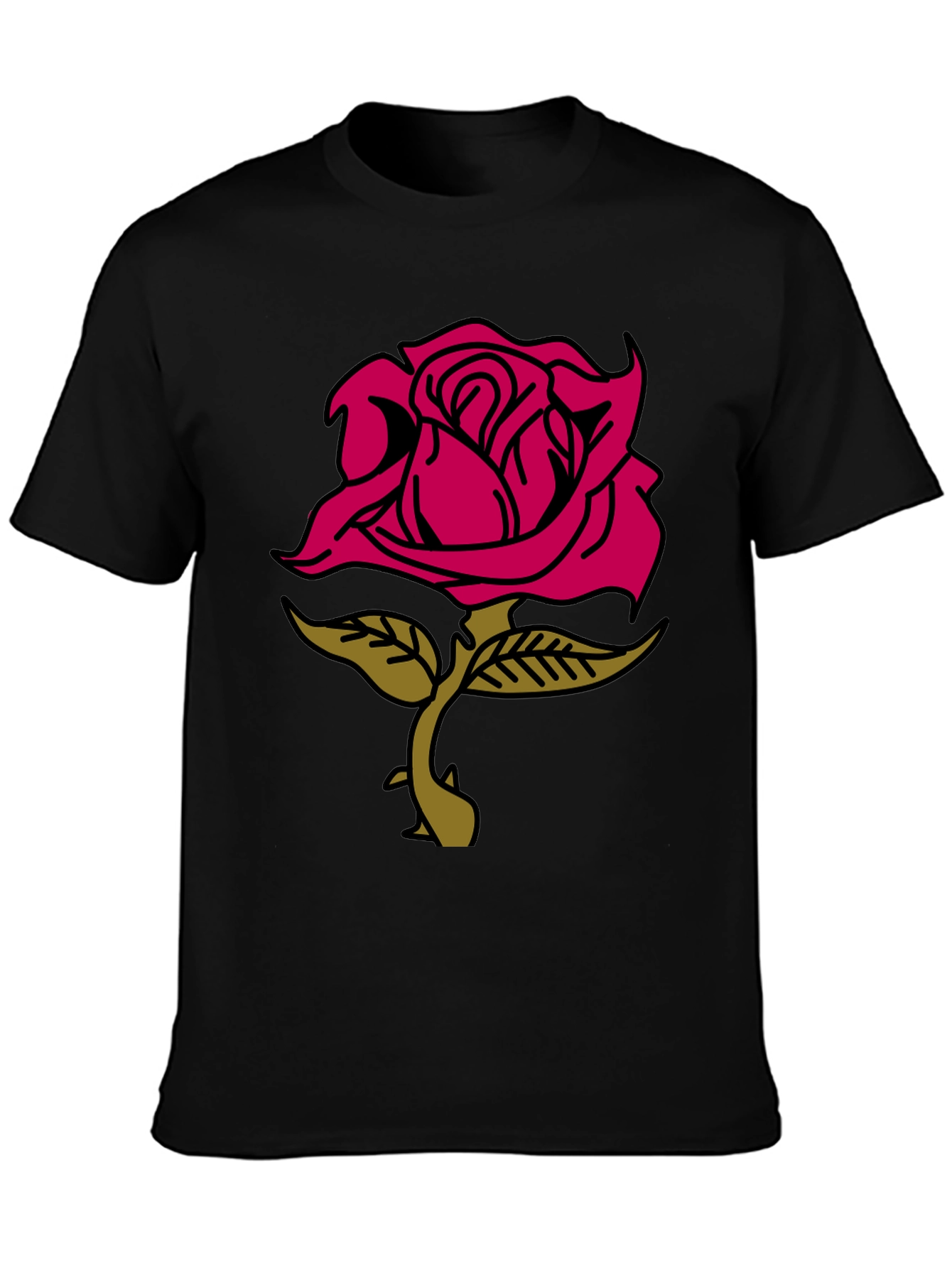 Rose Graphic Tee - Stylish Black Cotton T-Shirt