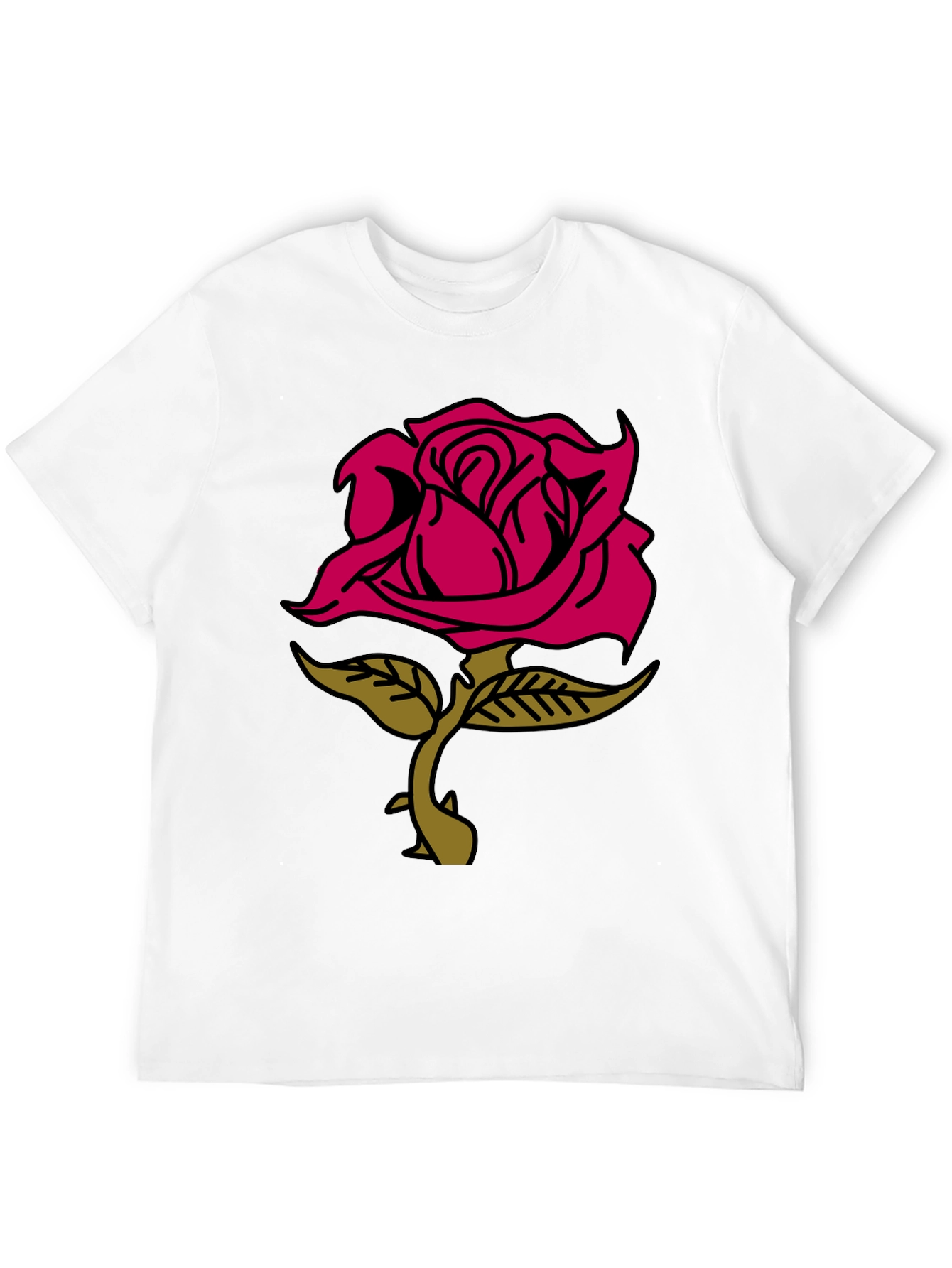 Rose Graphic Tee - Stylish Black Cotton T-Shirt
