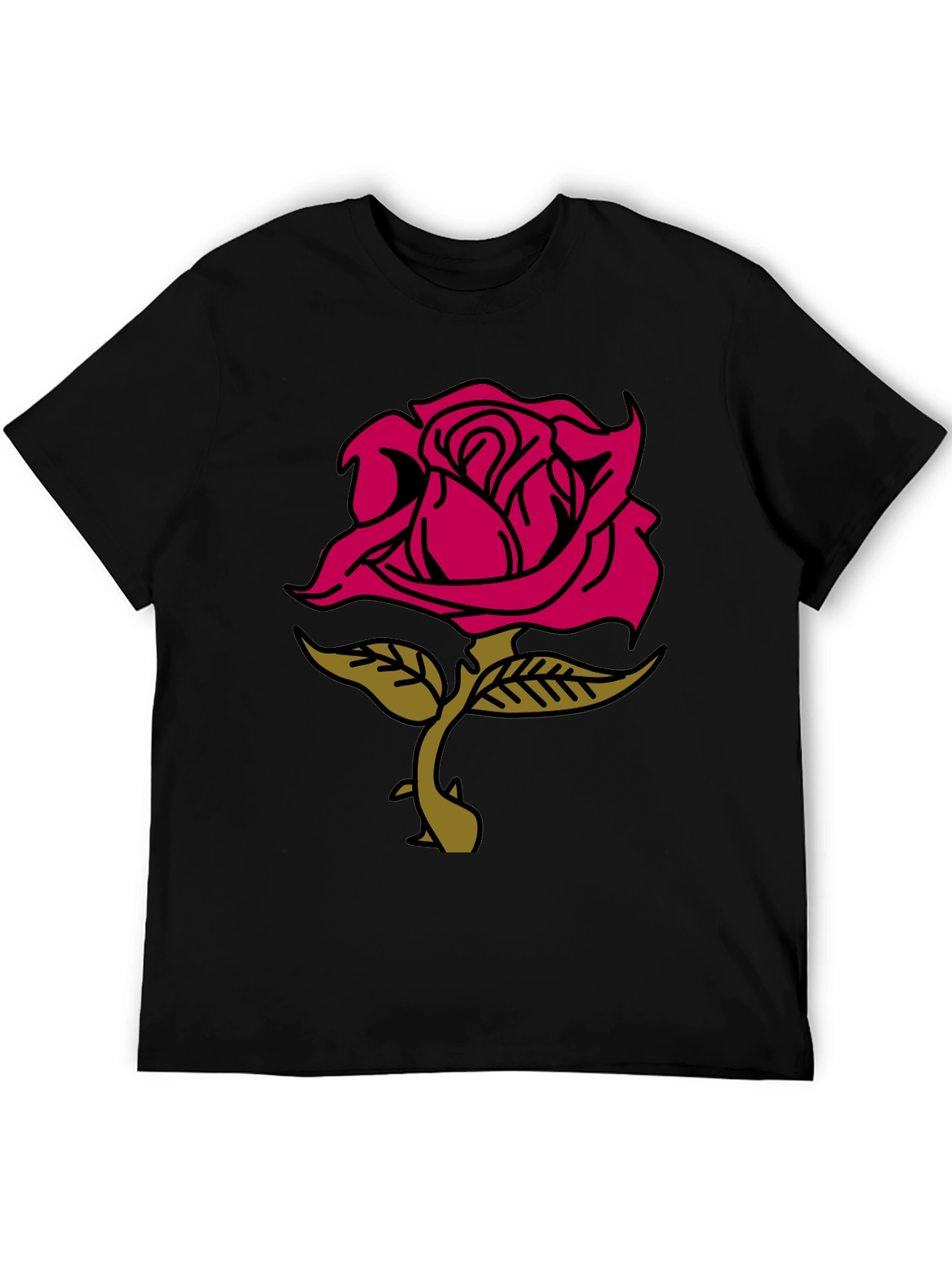 Rose Graphic Tee - Stylish Black Cotton T-Shirt