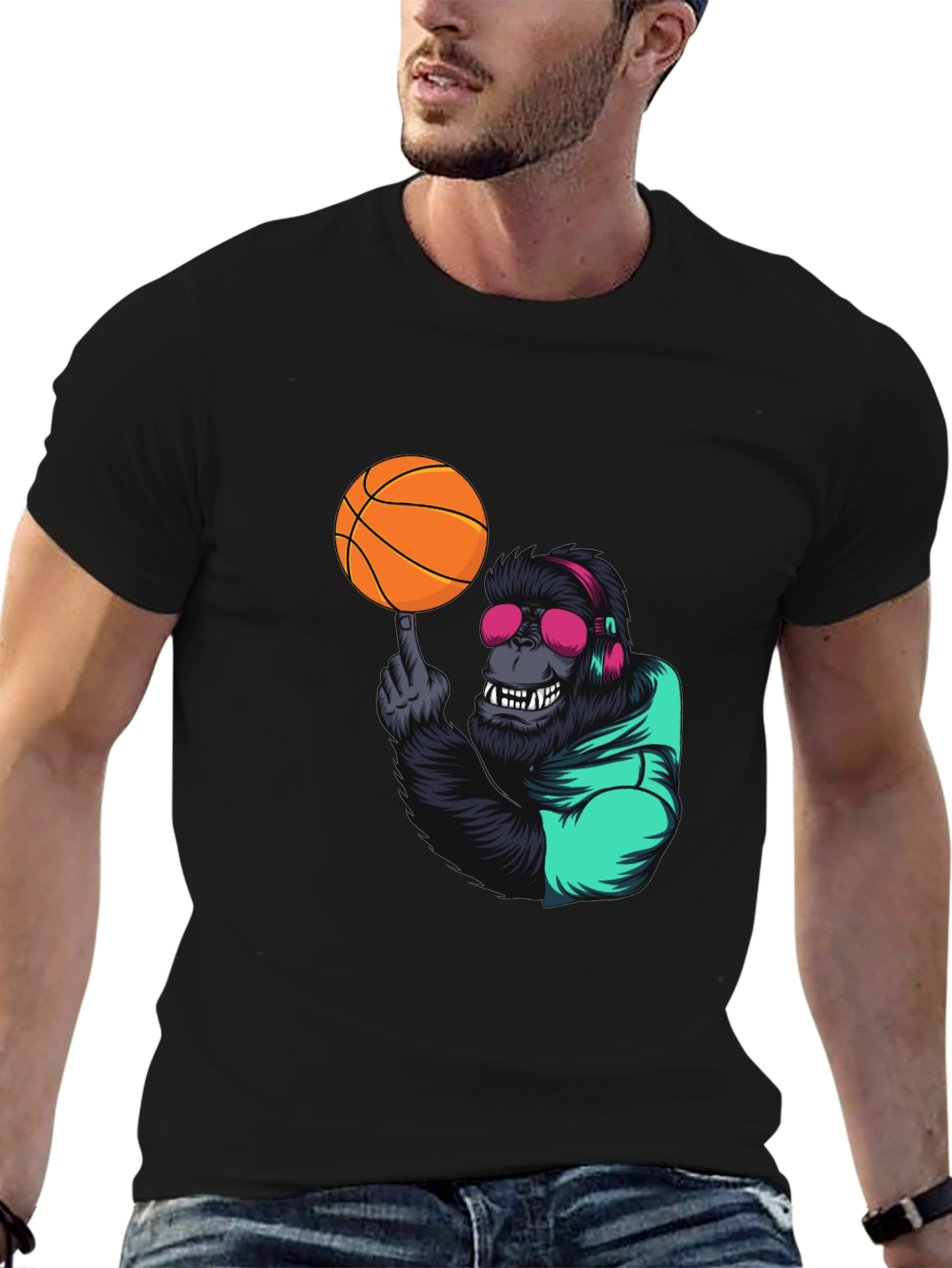 Cool Gorilla Basketball Graphic Tee