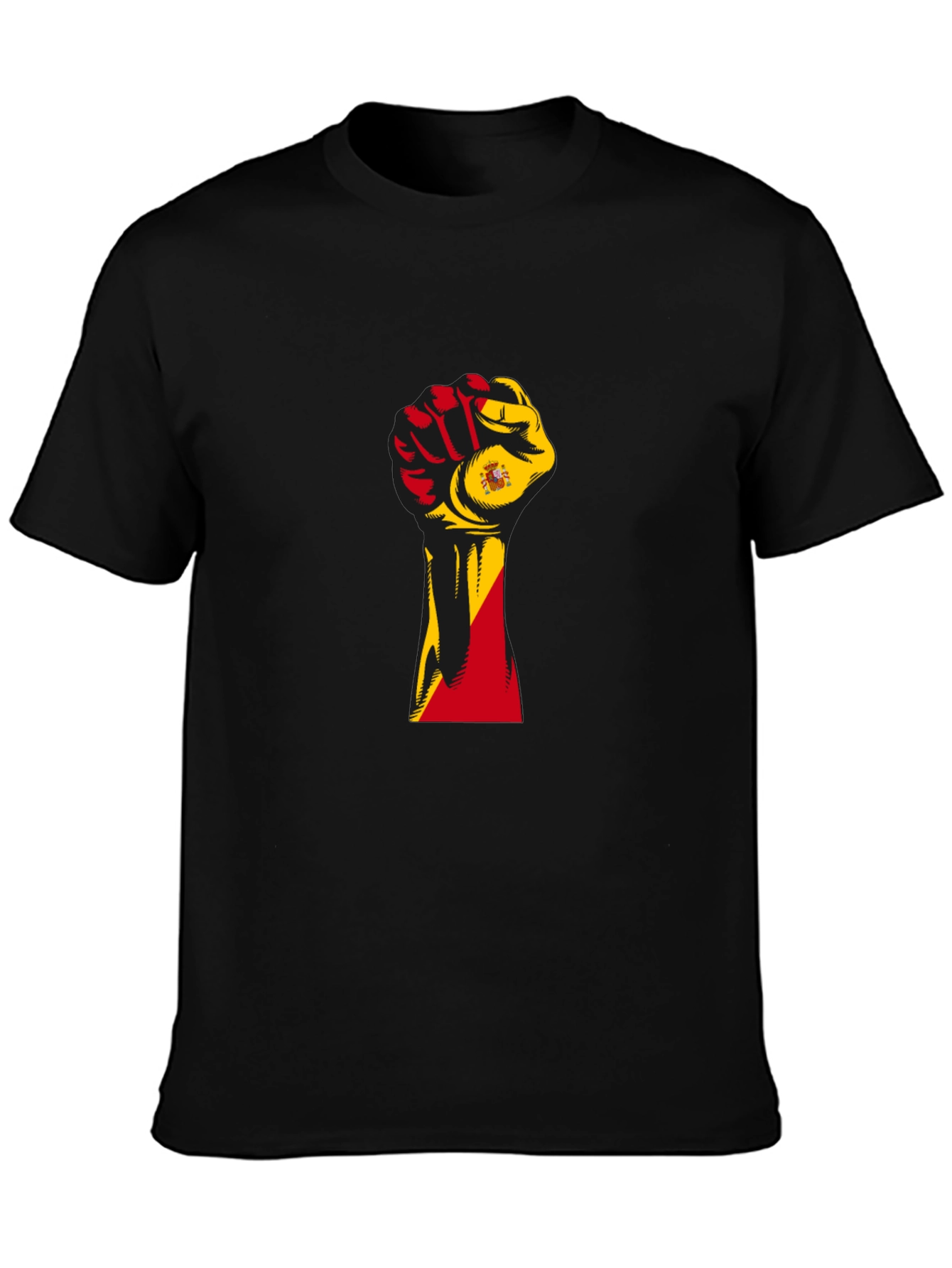 Spain Flag Fist T-Shirt - Black Pride Tee