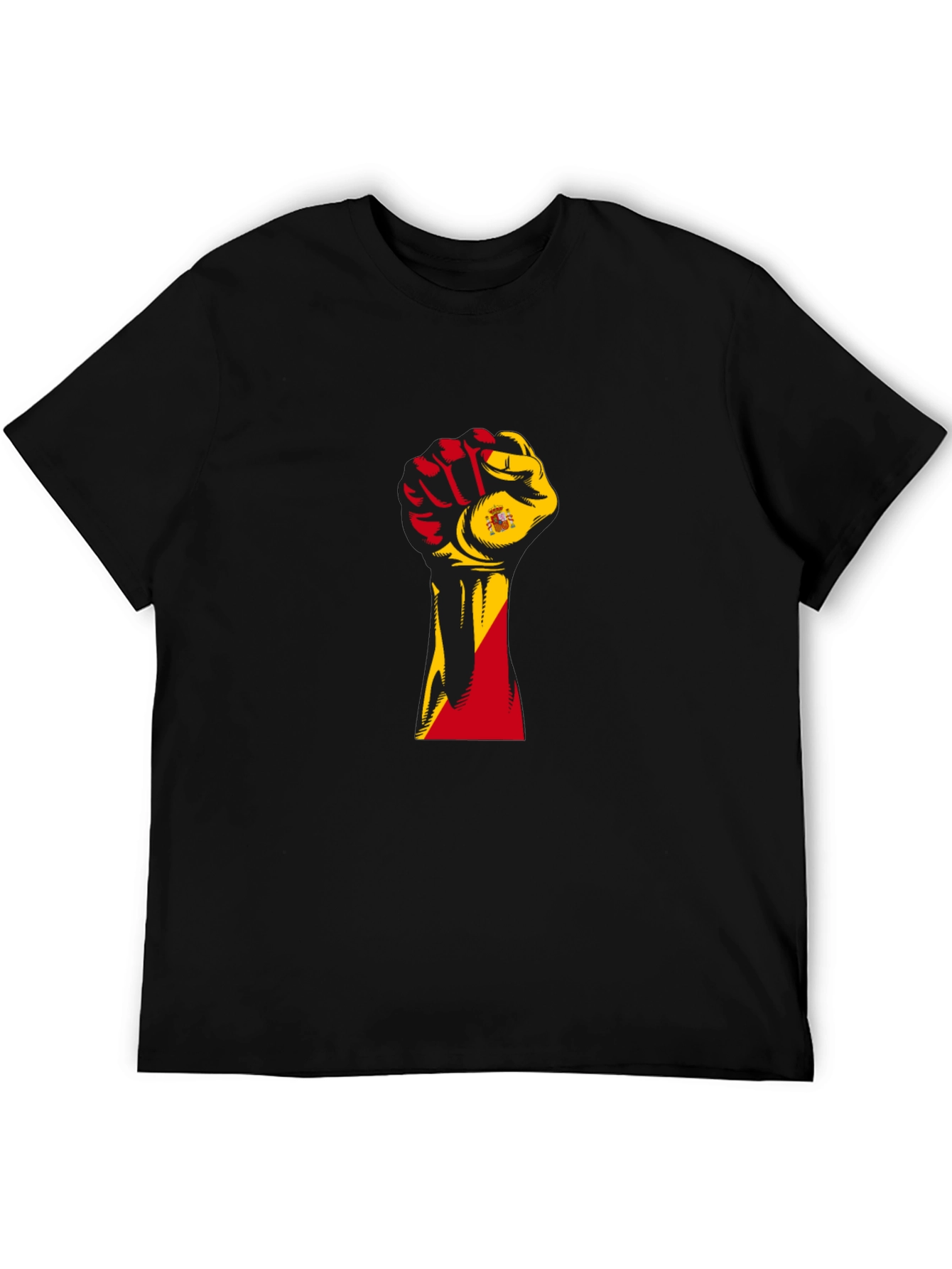 Spain Flag Fist T-Shirt - Black Pride Tee