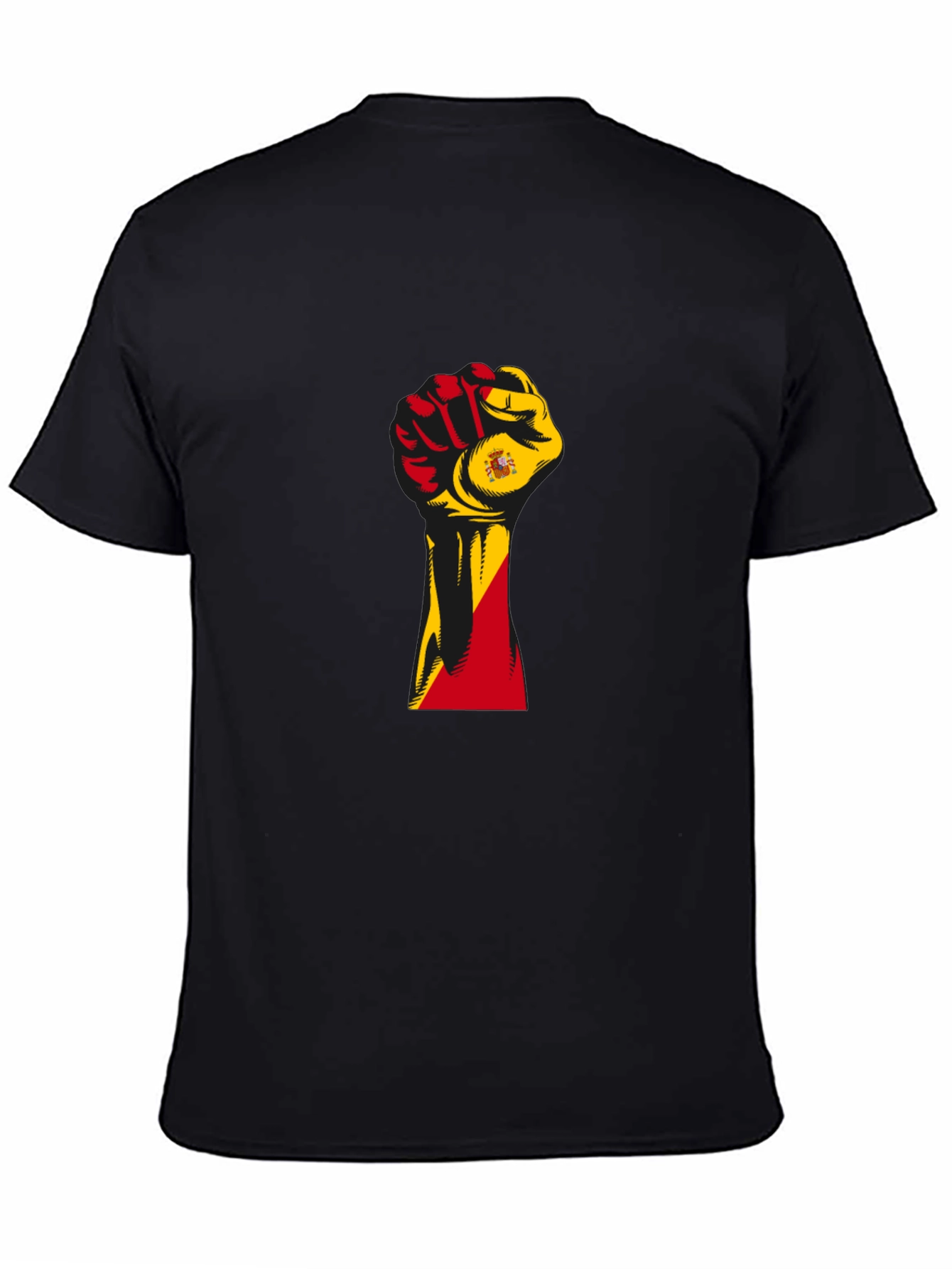 Spain Flag Fist T-Shirt - Black Pride Tee