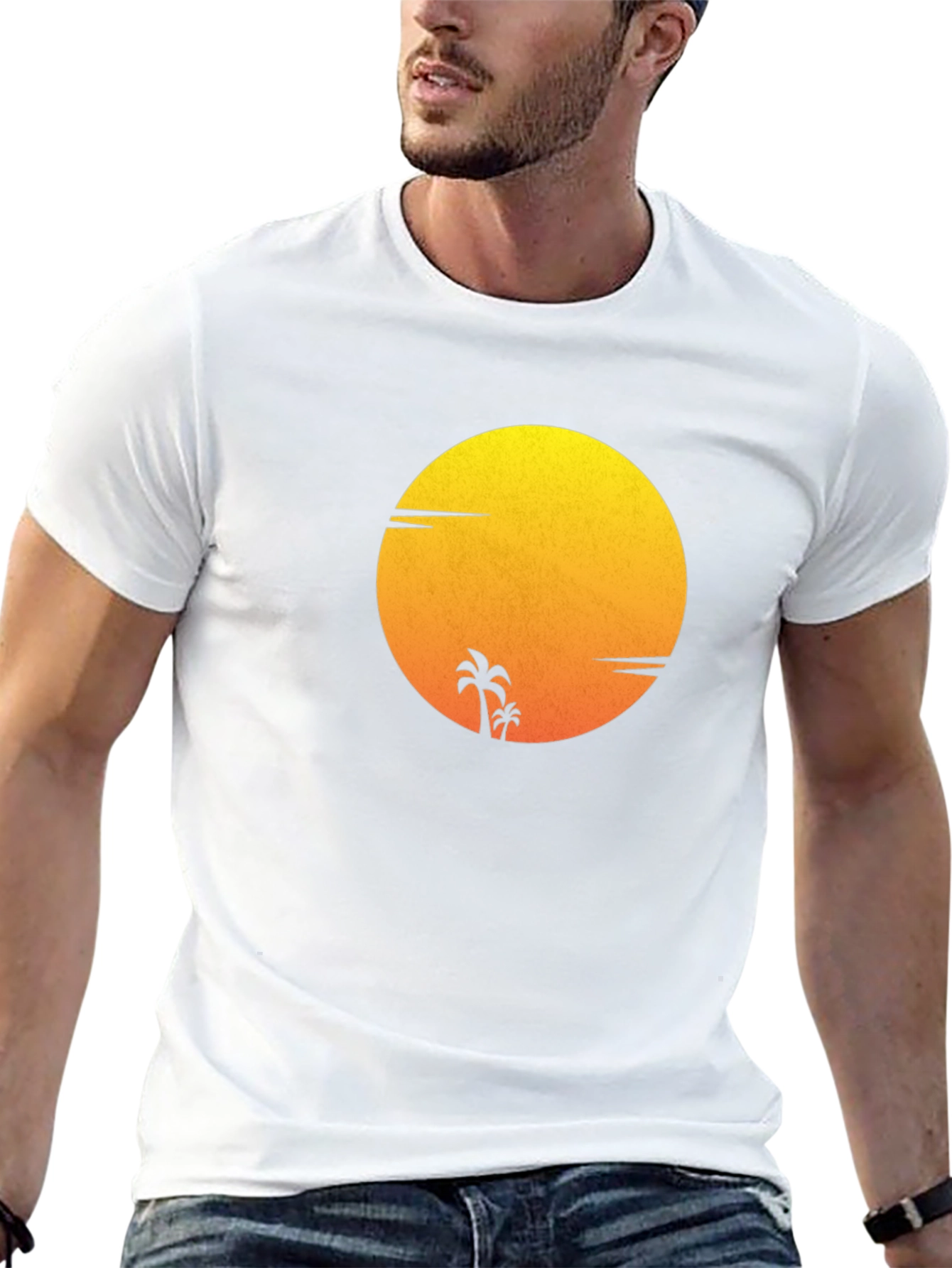 Sunset Palm Tee - Stylish Graphic T-Shirt