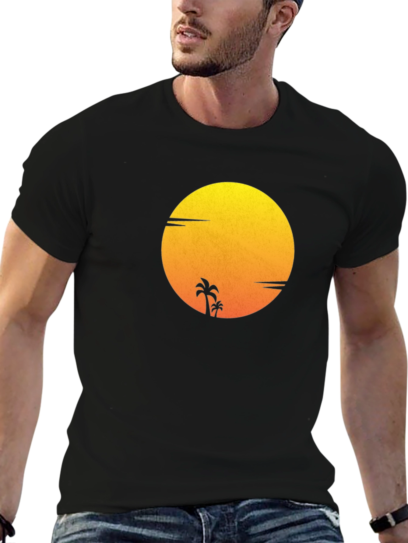 Sunset Palm Tee - Stylish Graphic T-Shirt