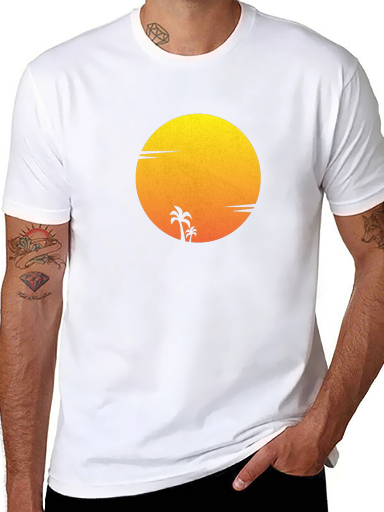 Sunset Palm Tee - Stylish Graphic T-Shirt
