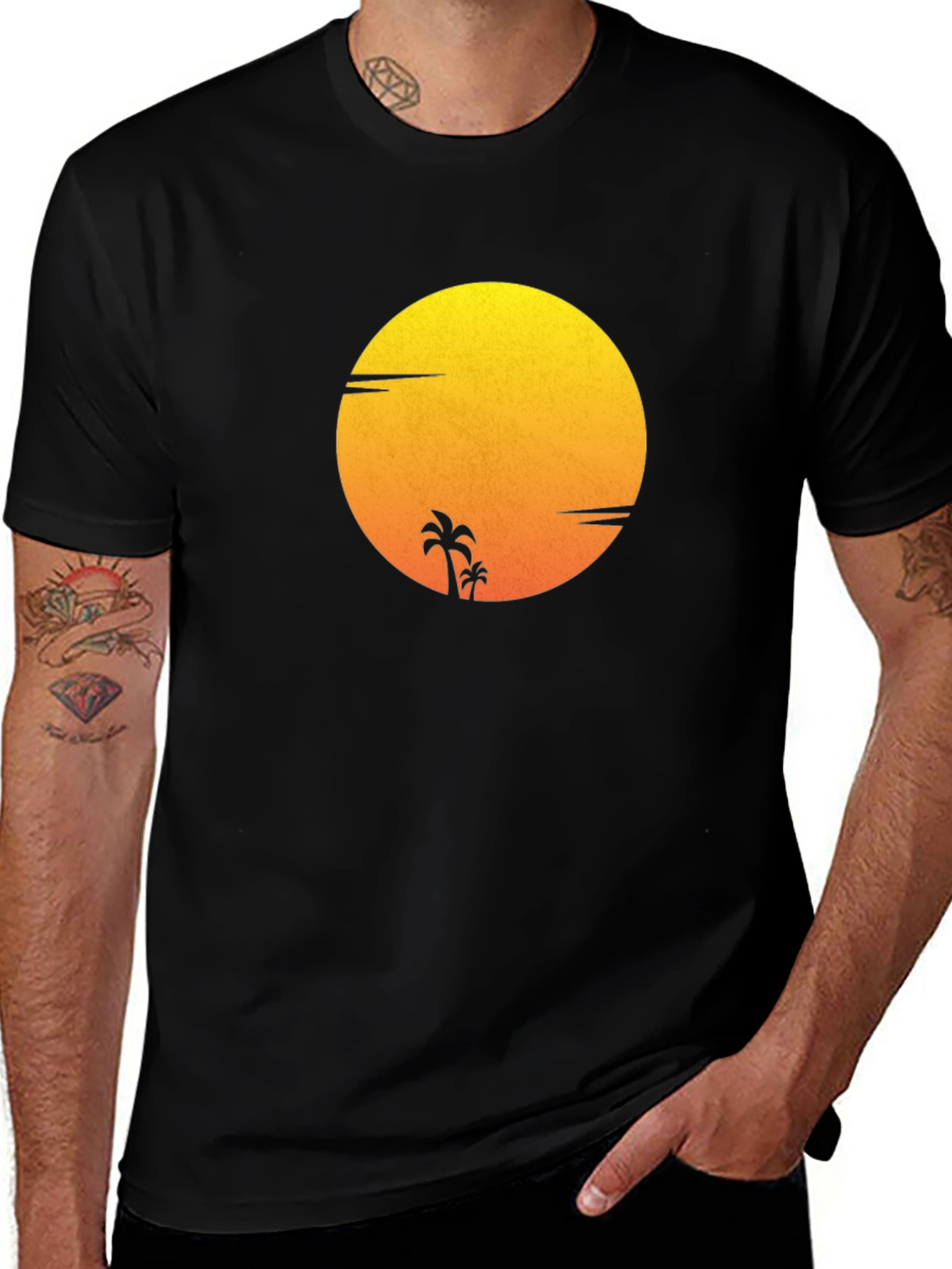 Sunset Palm Tee - Stylish Graphic T-Shirt