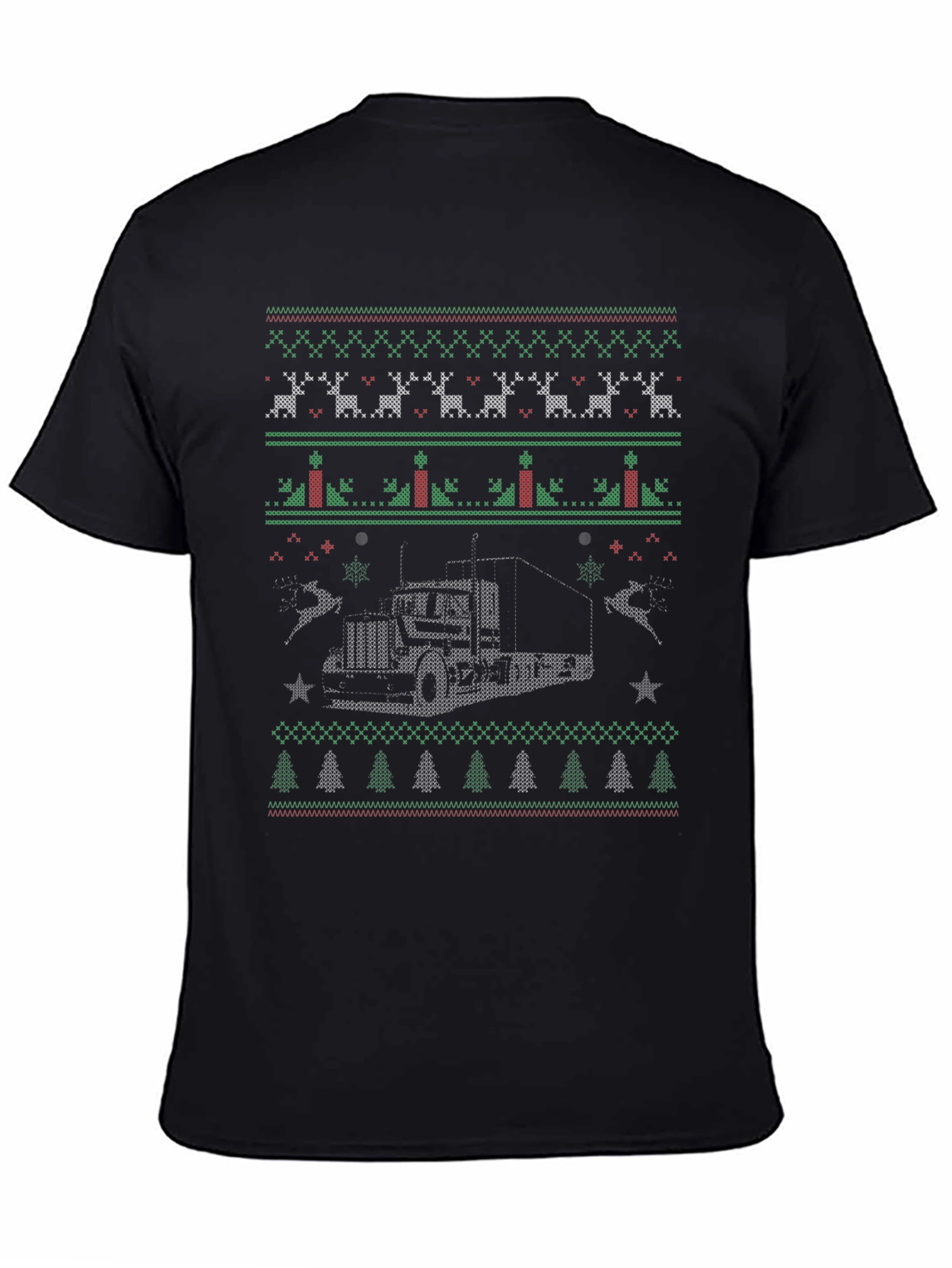 Trucker Christmas Sweater Style T-Shirt