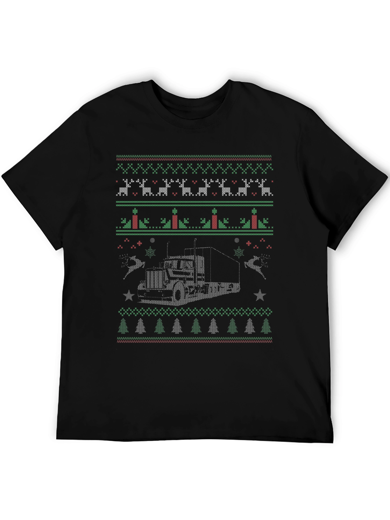 Trucker Christmas Sweater Style T-Shirt