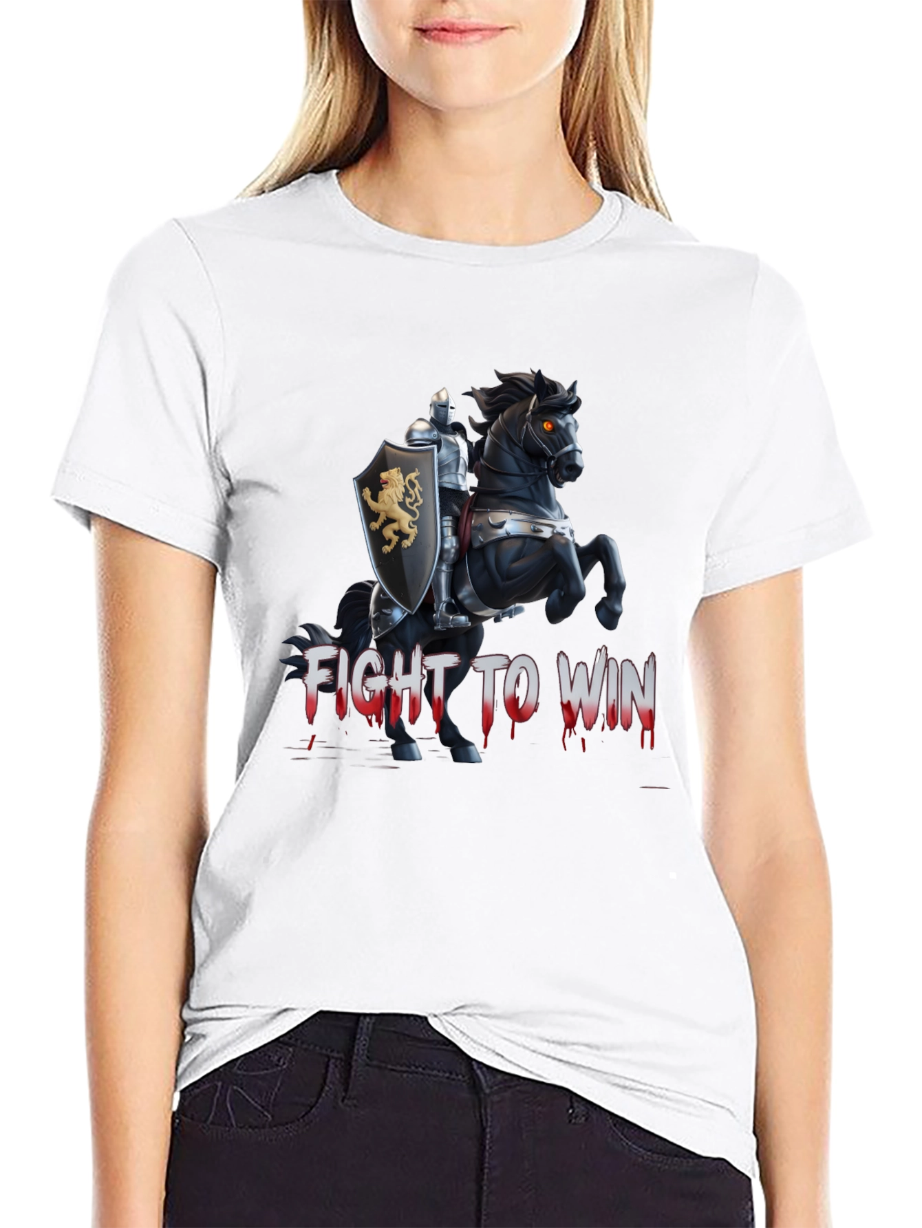 Fight to Win Knight & Horse Graphic T-Shirt