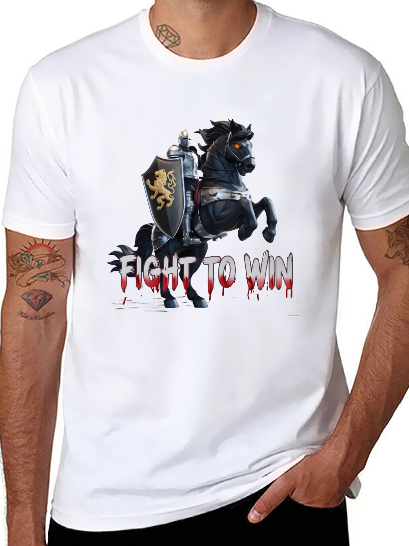 Fight to Win Knight & Horse Graphic T-Shirt