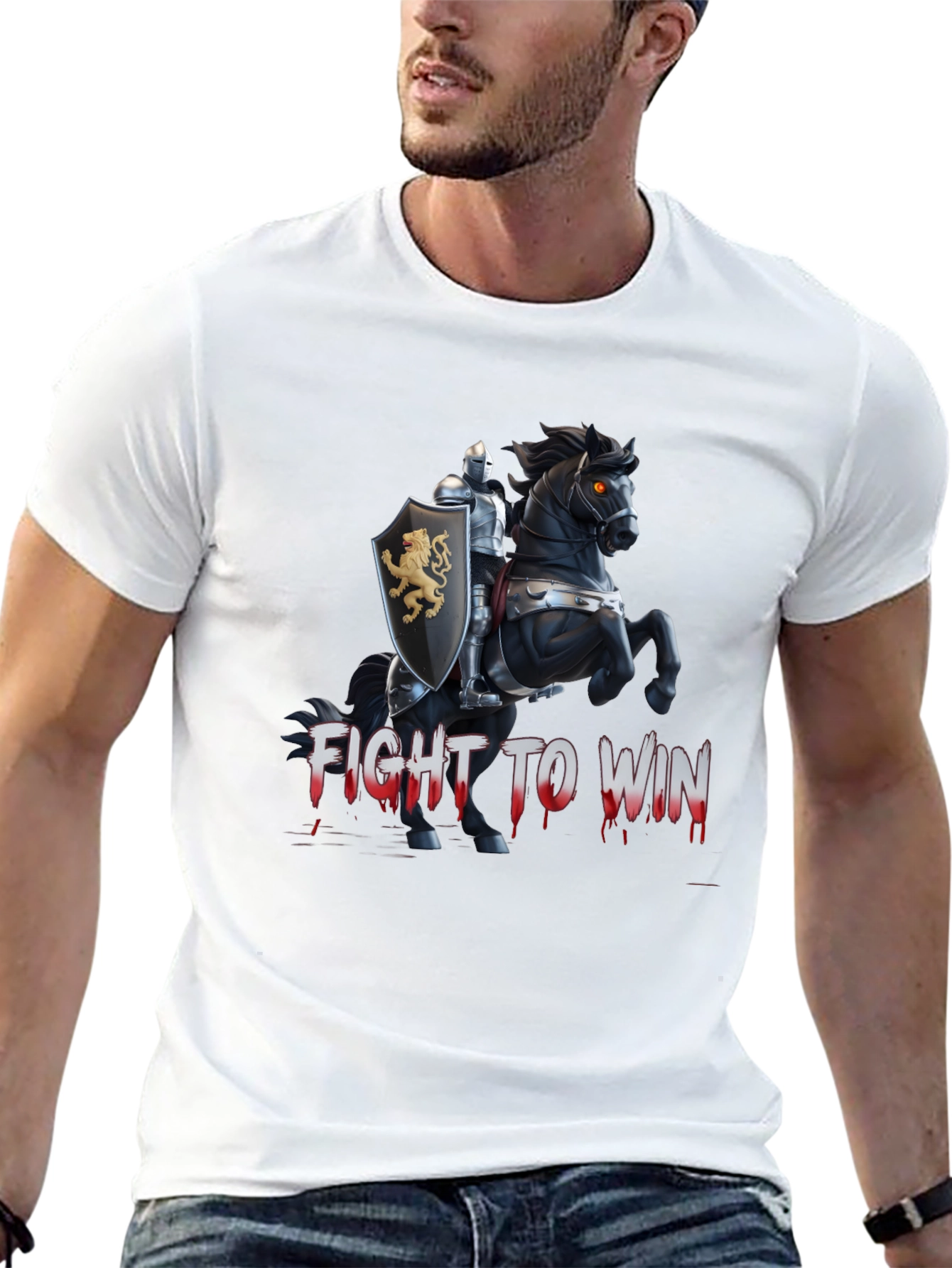 Fight to Win Knight & Horse Graphic T-Shirt
