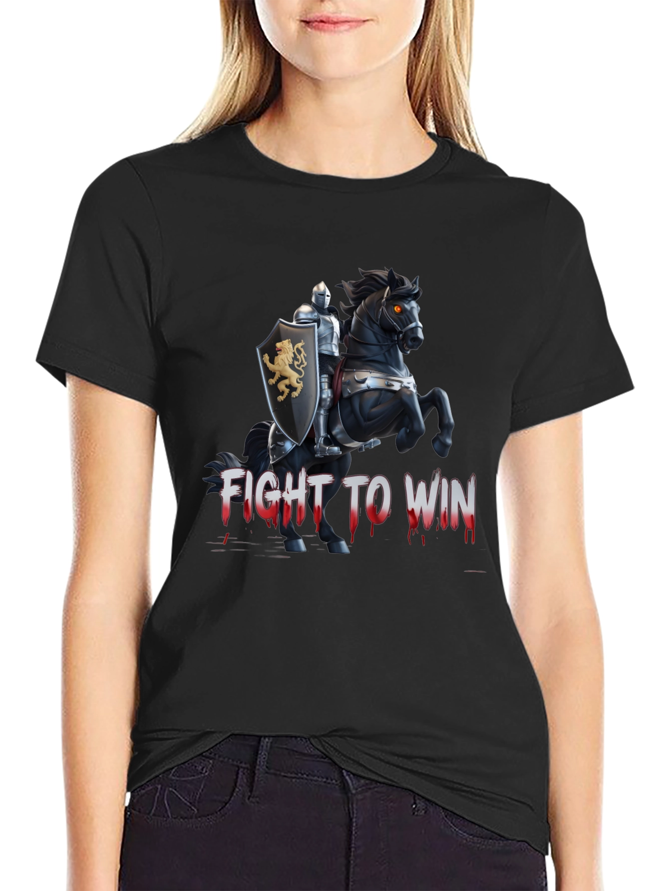 Fight to Win Knight & Horse Graphic T-Shirt