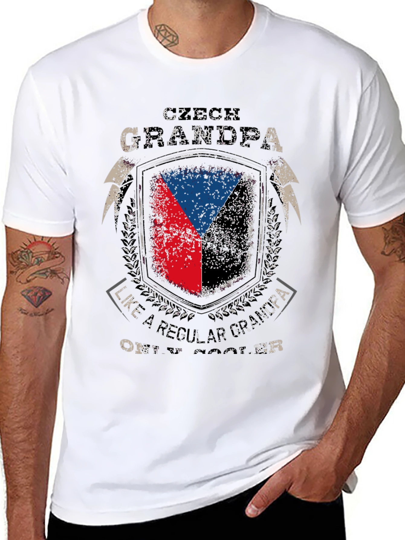 Czech GrandPa T-Shirt - Flag Shield Design