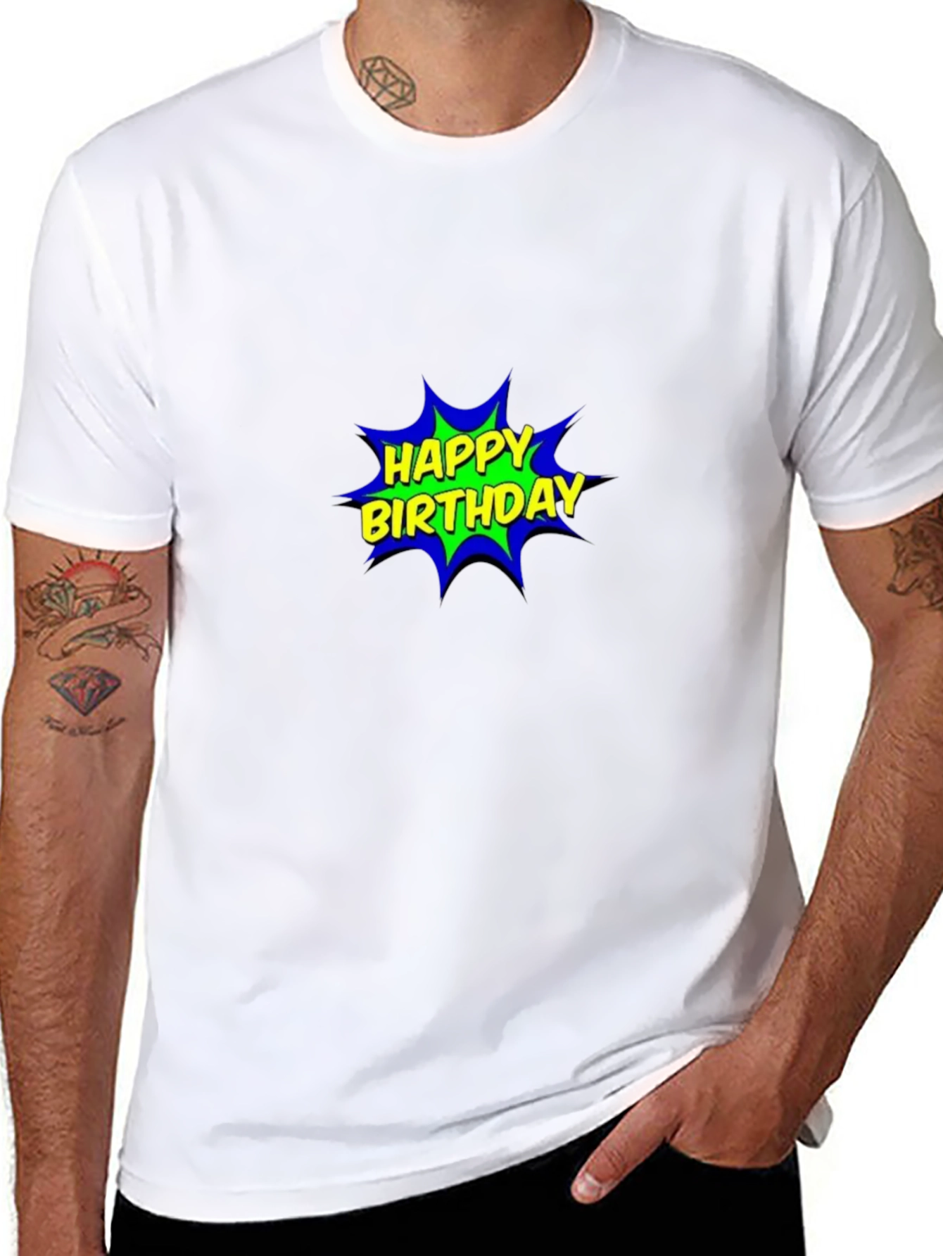 Happy Birthday Comic Graphic Black T-Shirt