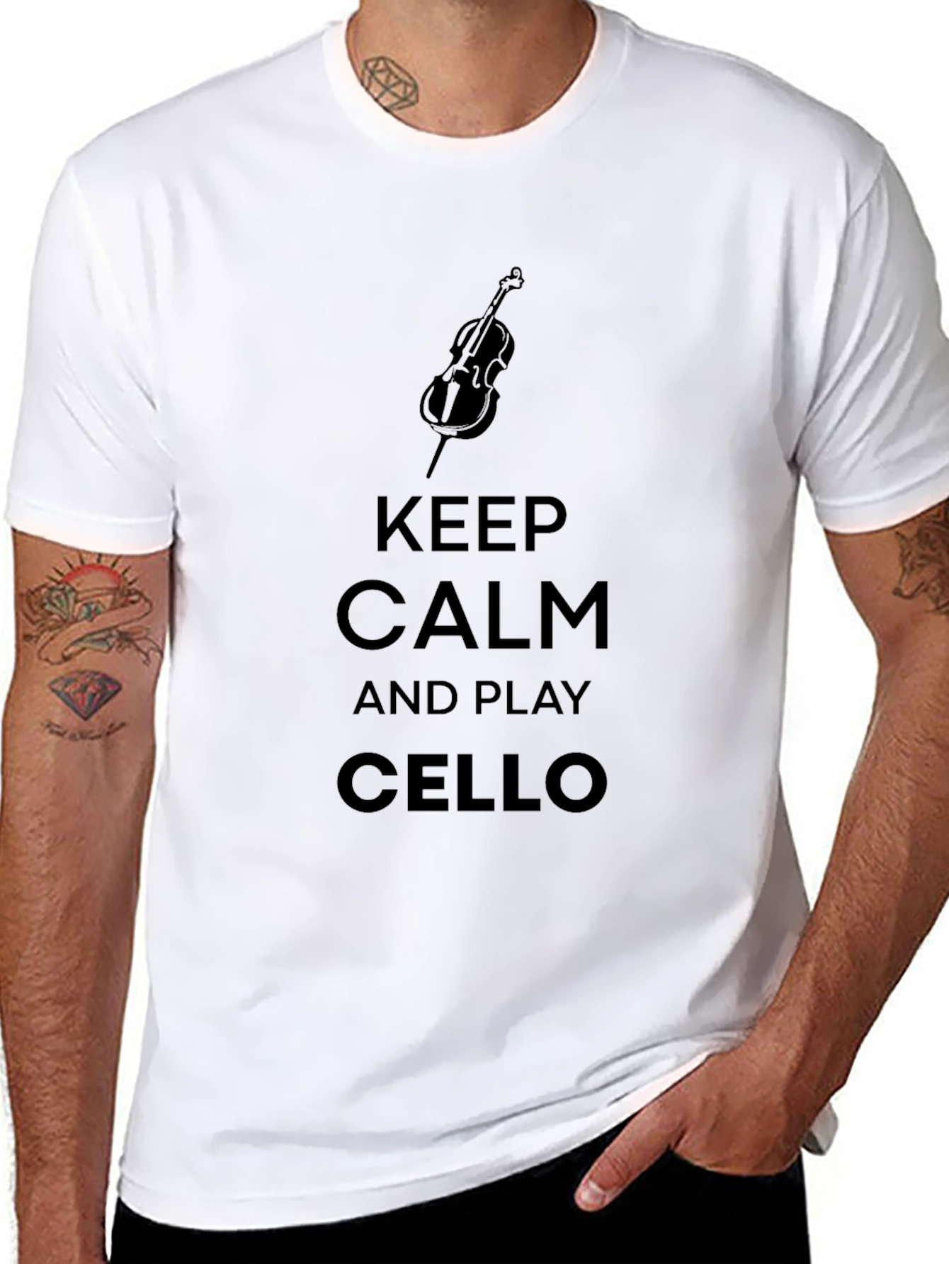 Keep Calm and Play Cello Black T-Shirt