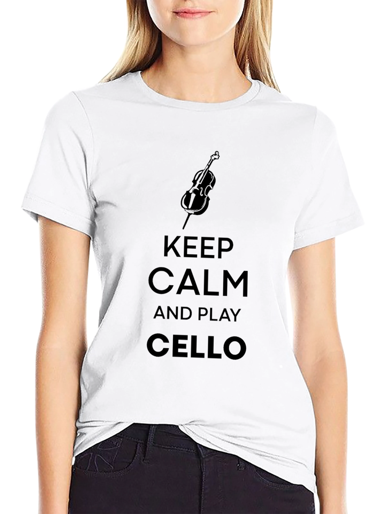 Keep Calm and Play Cello Black T-Shirt