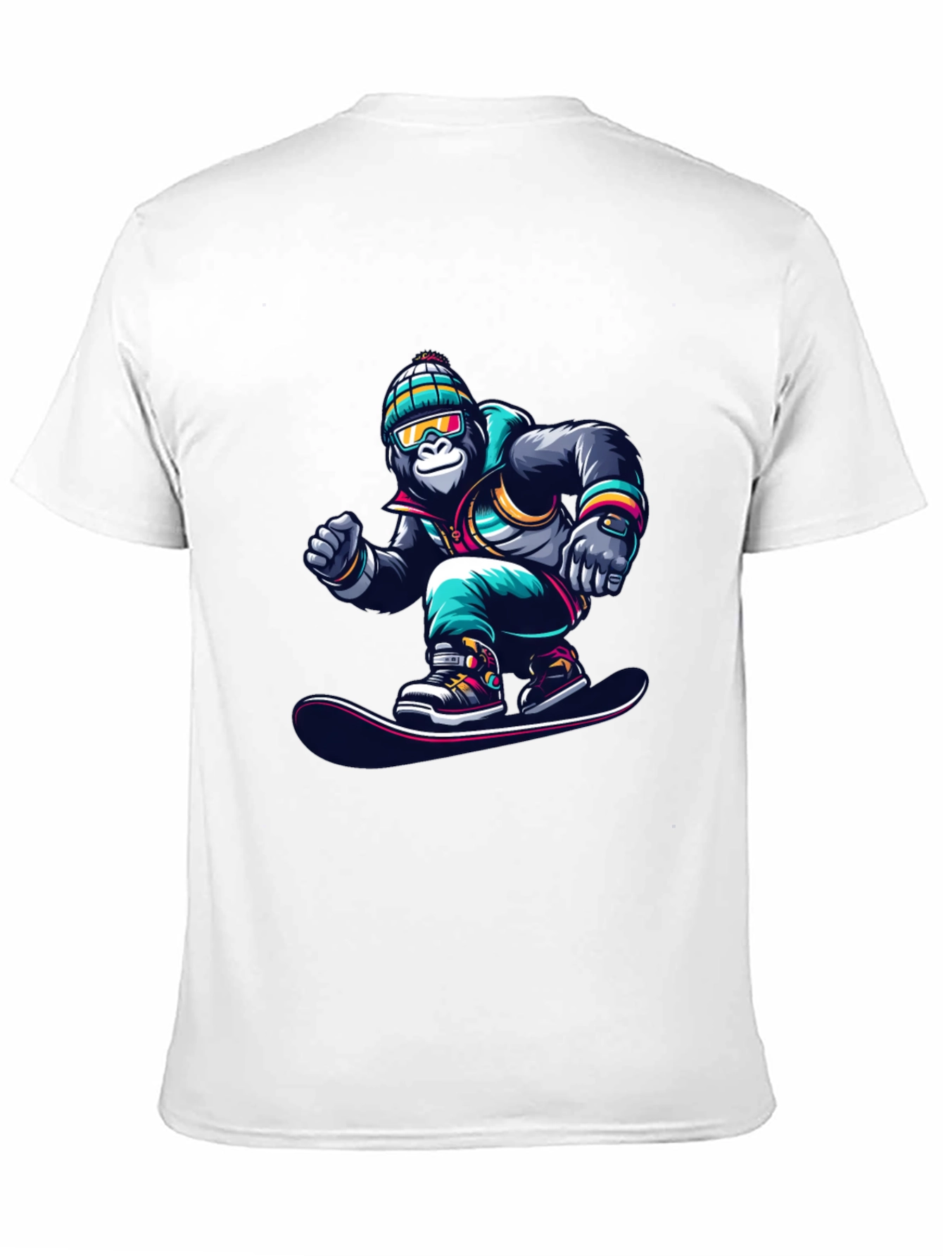 Cool Gorilla Snowboarder Graphic T-Shirt
