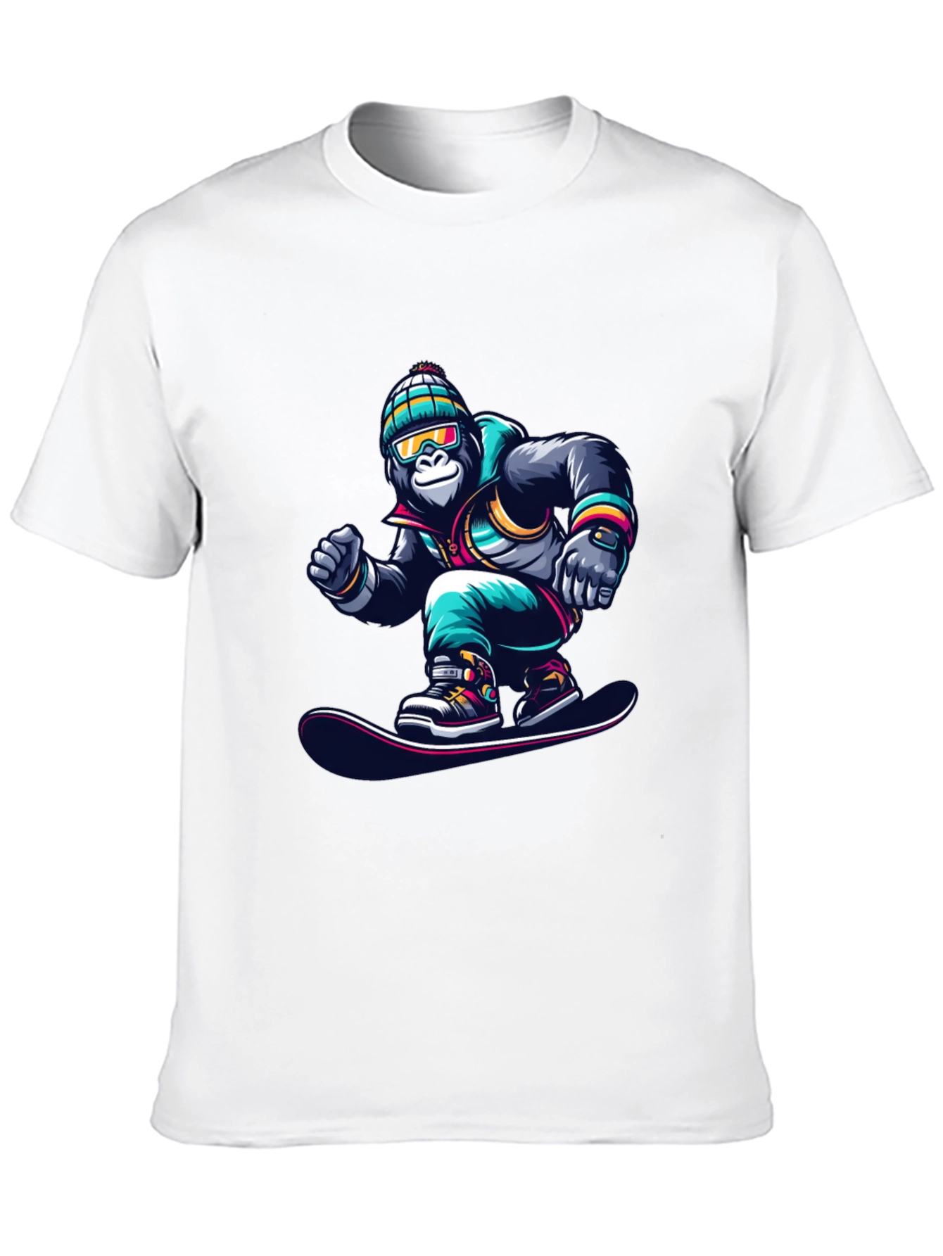 Cool Gorilla Snowboarder Graphic T-Shirt