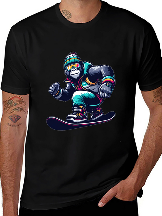 Cool Gorilla Snowboarder Graphic T-Shirt
