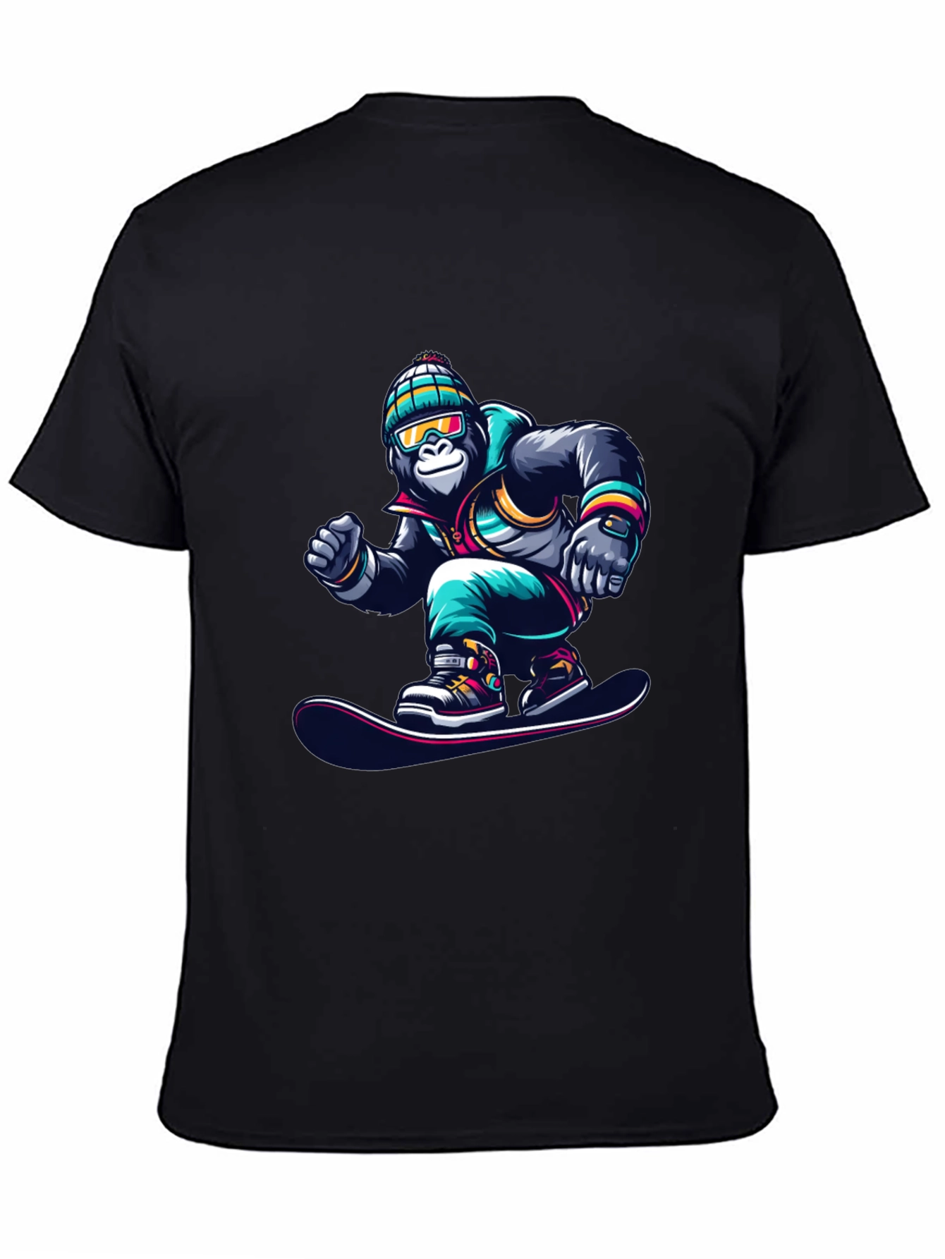 Cool Gorilla Snowboarder Graphic T-Shirt