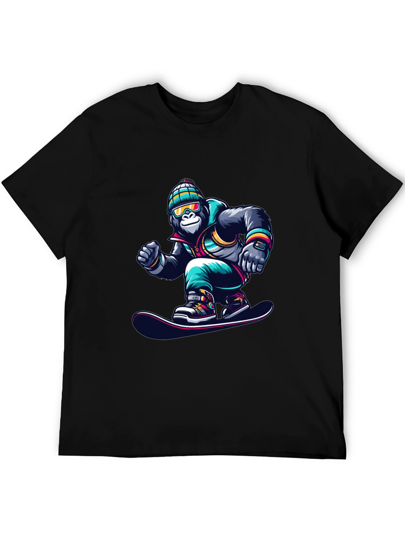 Cool Gorilla Snowboarder Graphic T-Shirt