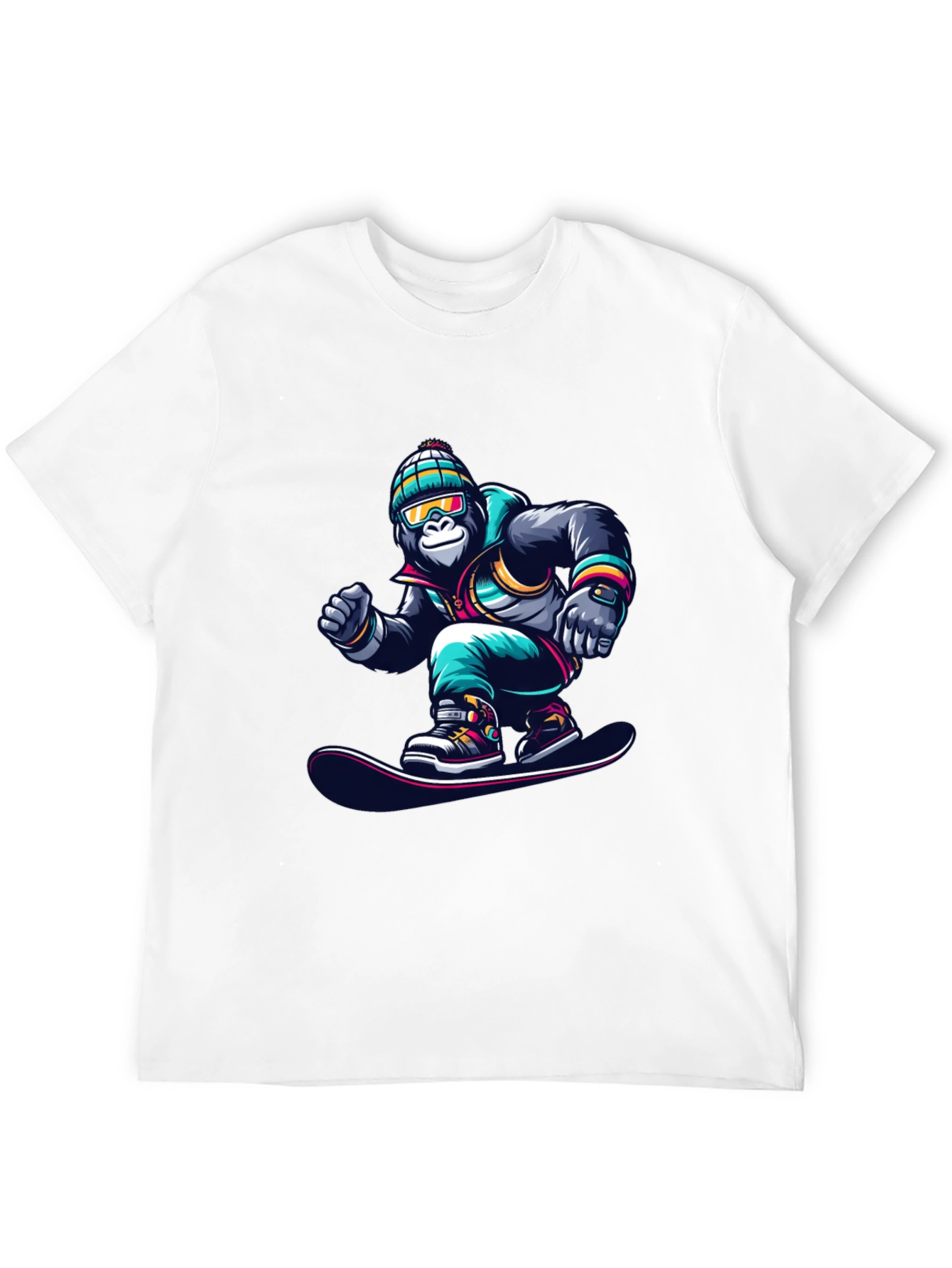 Cool Gorilla Snowboarder Graphic T-Shirt